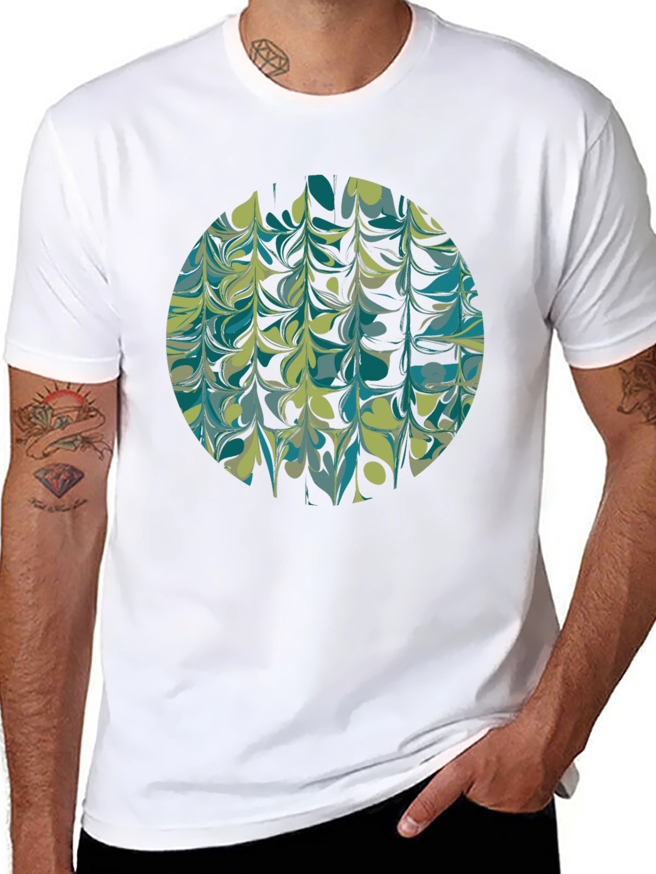 Abstract Marble Circle Graphic Tee - Black