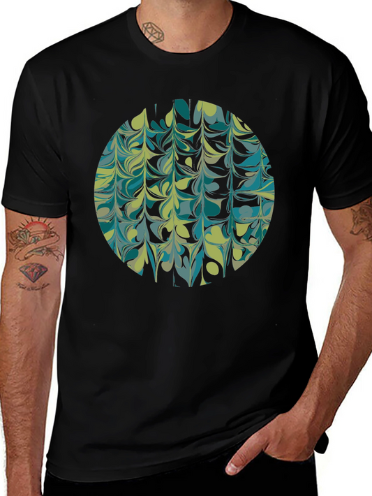 Abstract Marble Circle Graphic Tee - Black