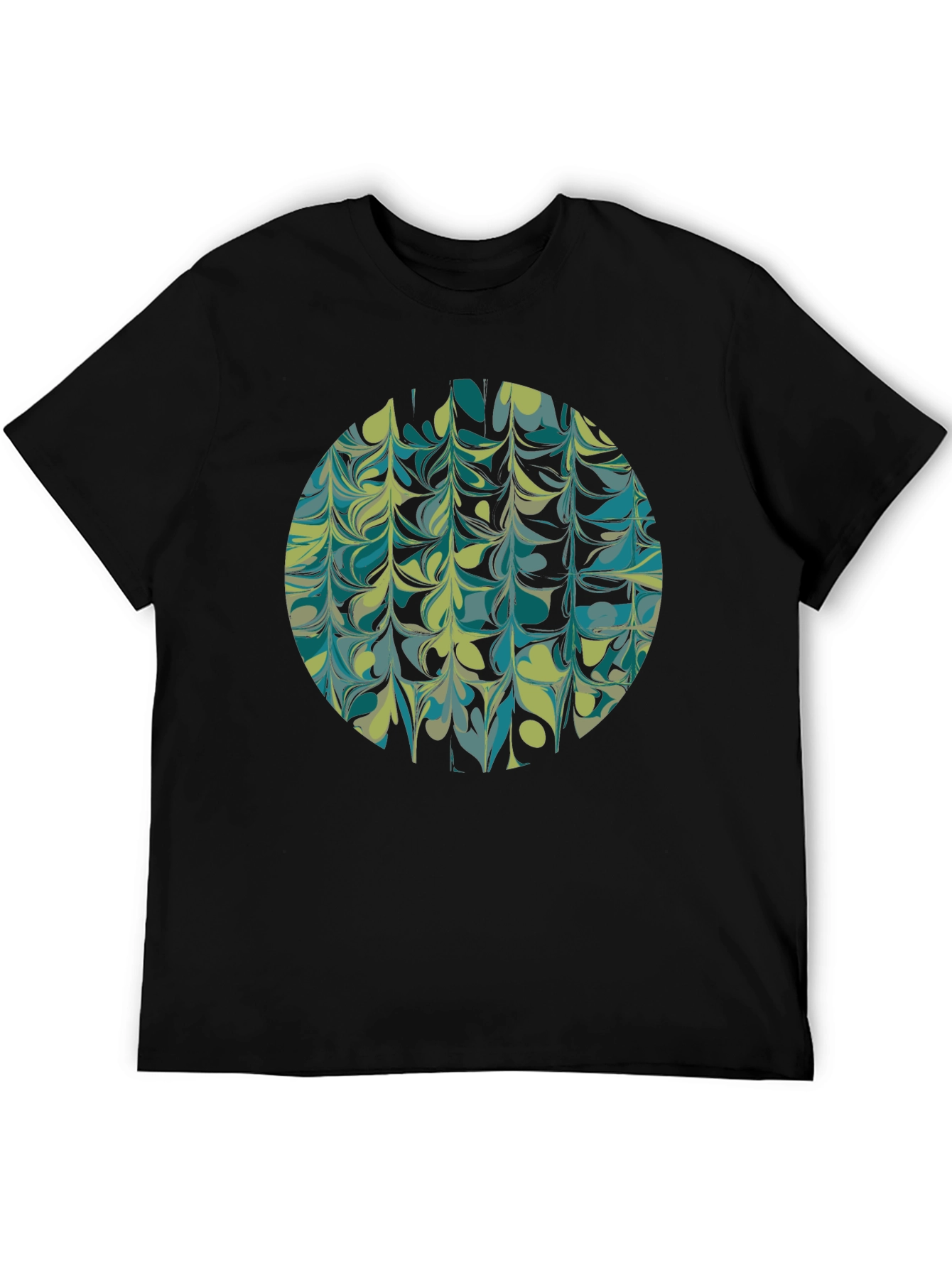 Abstract Marble Circle Graphic Tee - Black