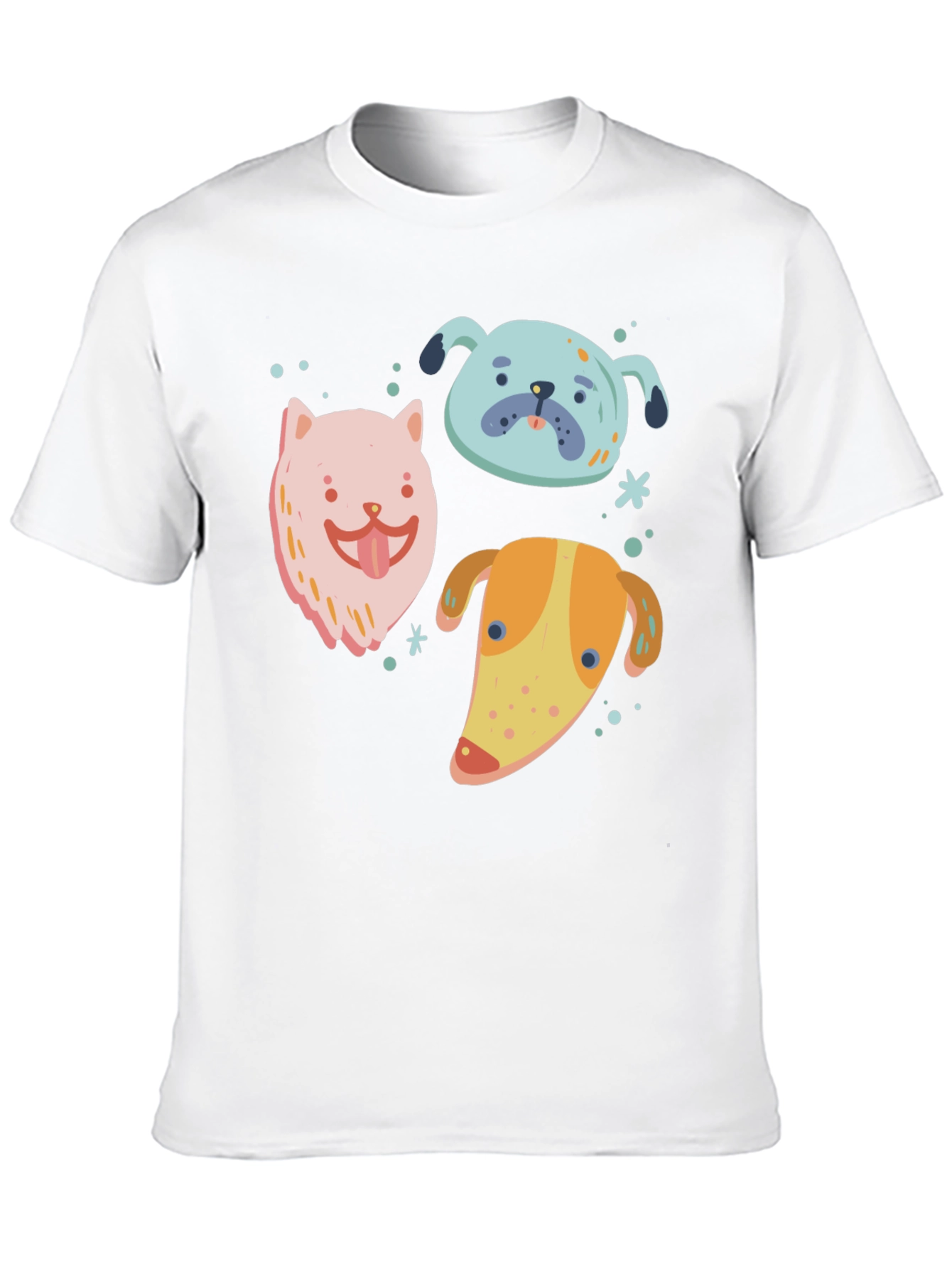 Cute Cartoon Dog Print Black T-Shirt