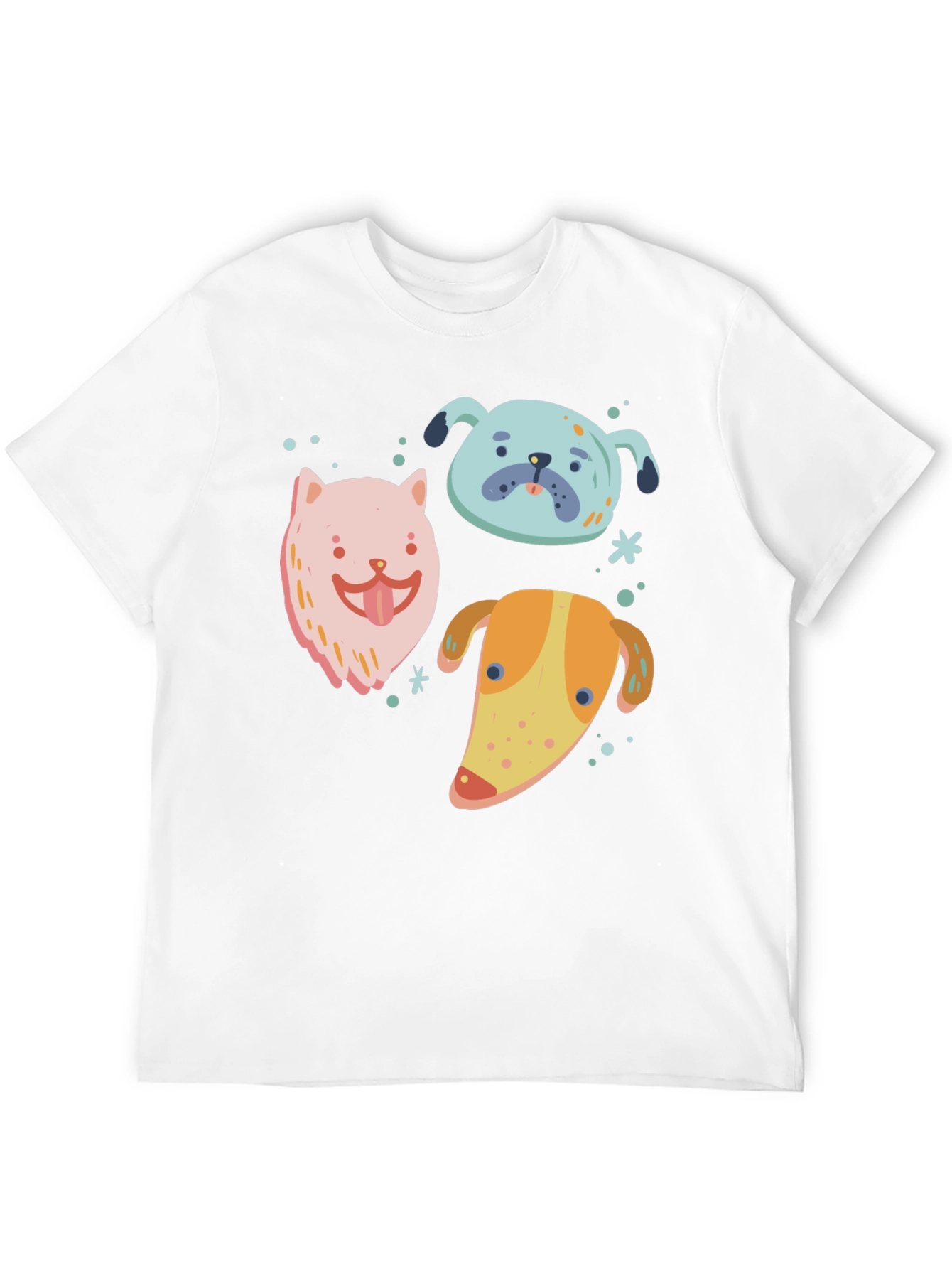 Cute Cartoon Dog Print Black T-Shirt