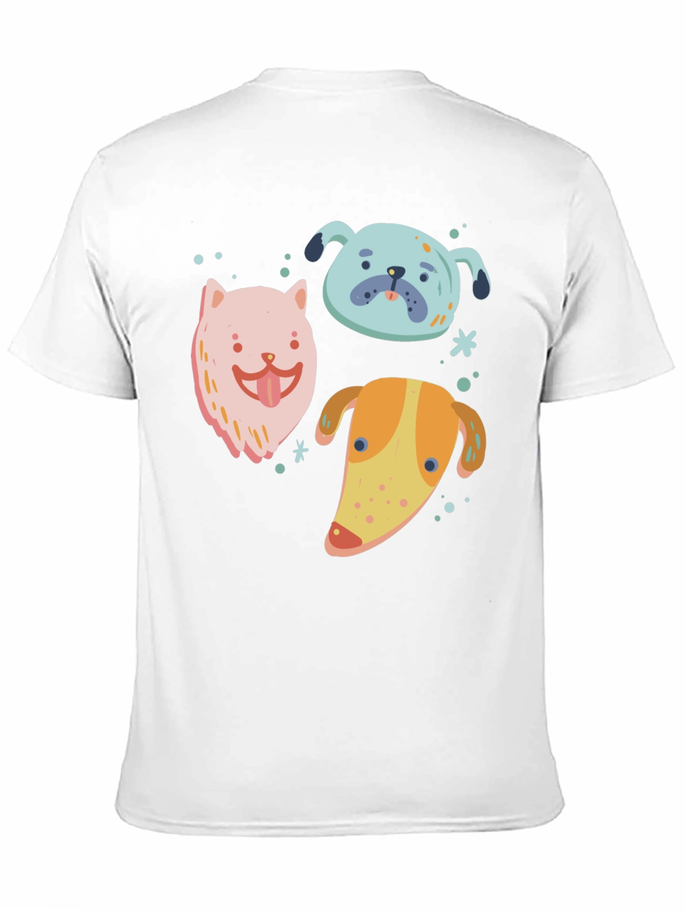 Cute Cartoon Dog Print Black T-Shirt