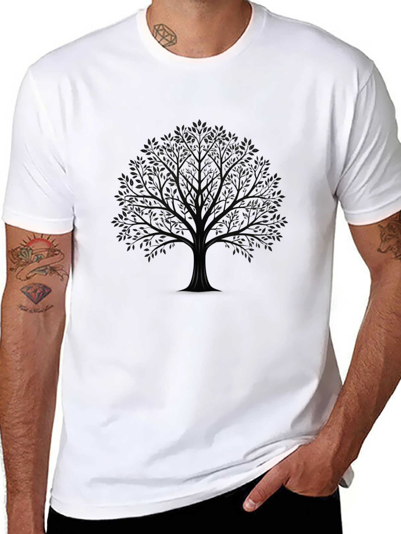 Mens Black Tree Graphic T-Shirt