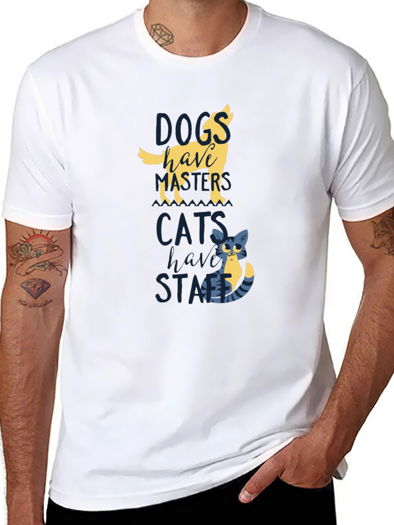 Dogs Have Masters Cats Have Staff T-Shirt