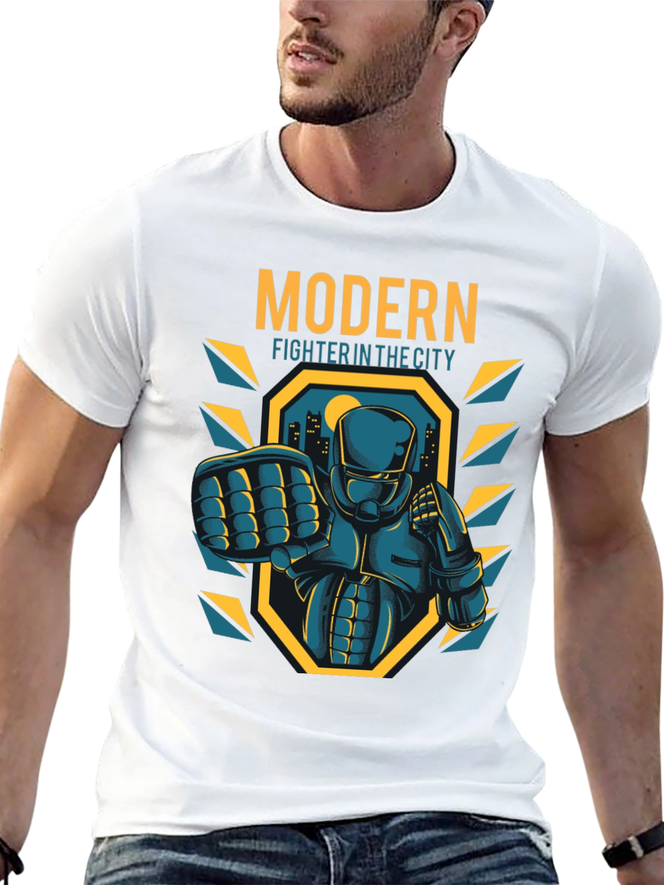 Modern Fighter City T-Shirt - Cool Graphic Tee