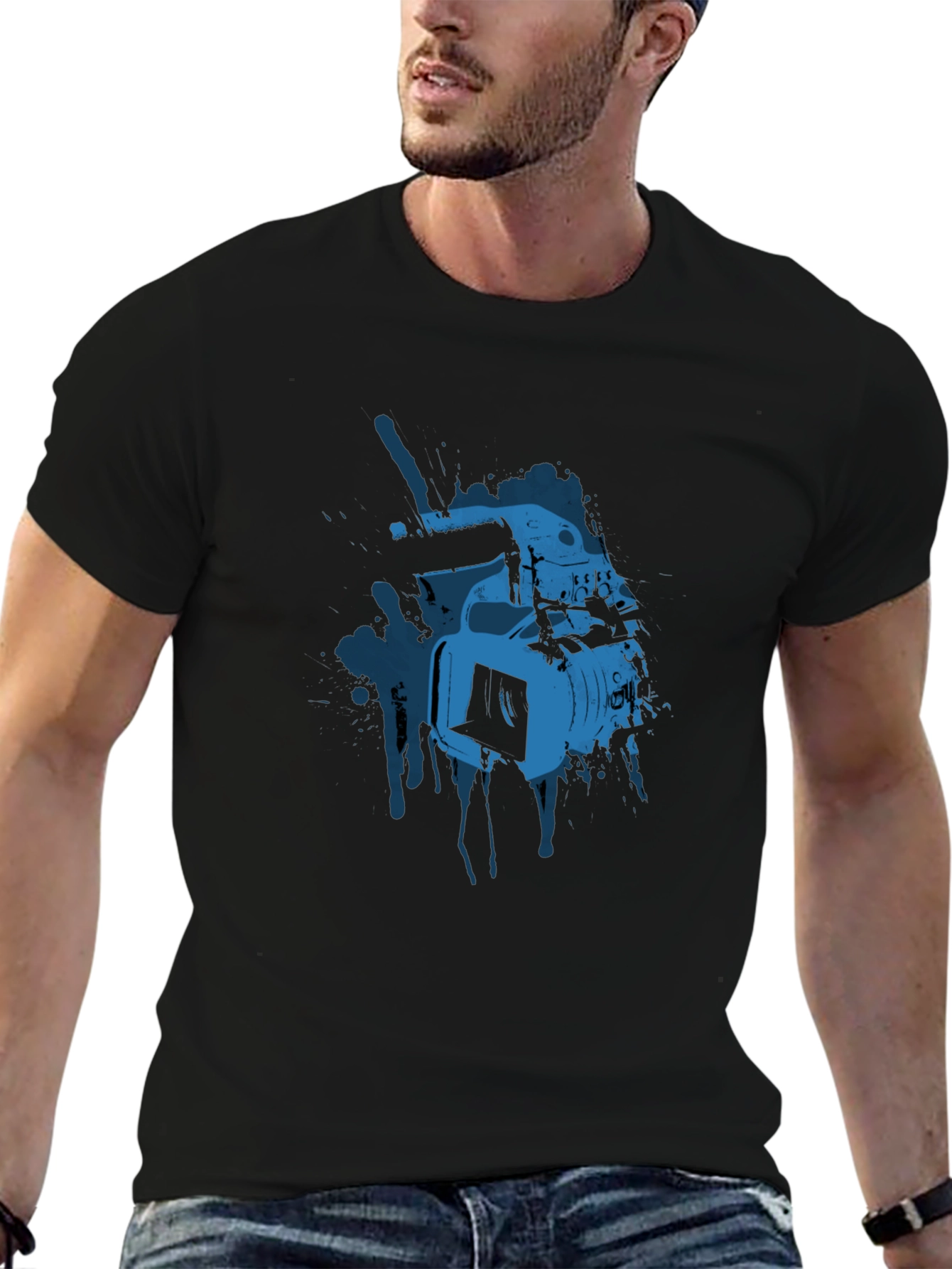Cool Camera Graphic Tee - Black Cotton T-Shirt