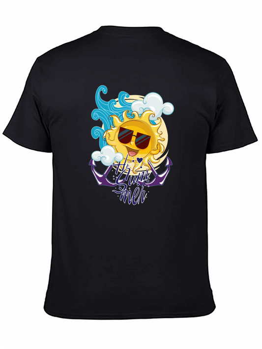Summer Vibes Black T-Shirt - Cool Sun Design