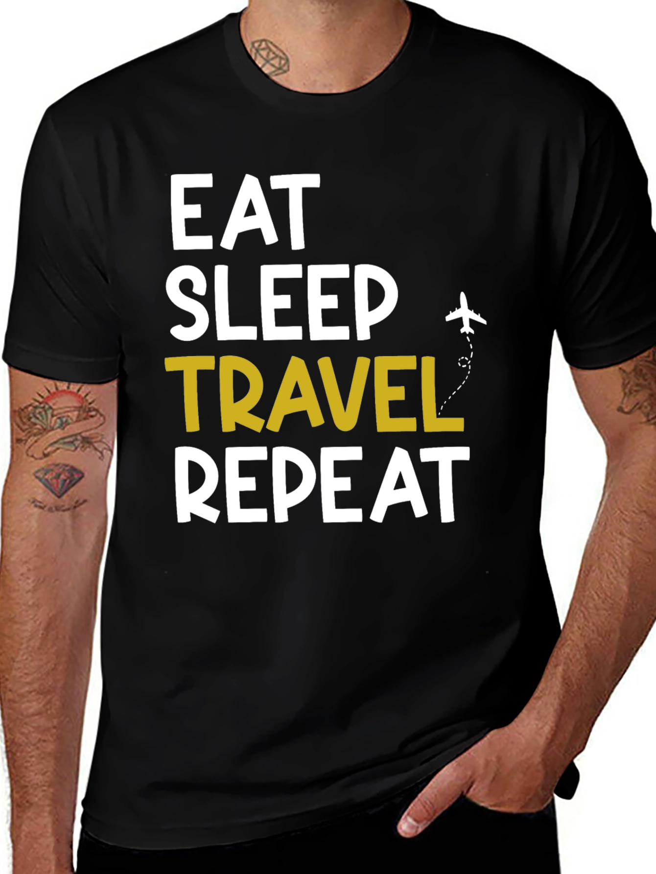 Eat Sleep Travel Repeat Graphic Tee