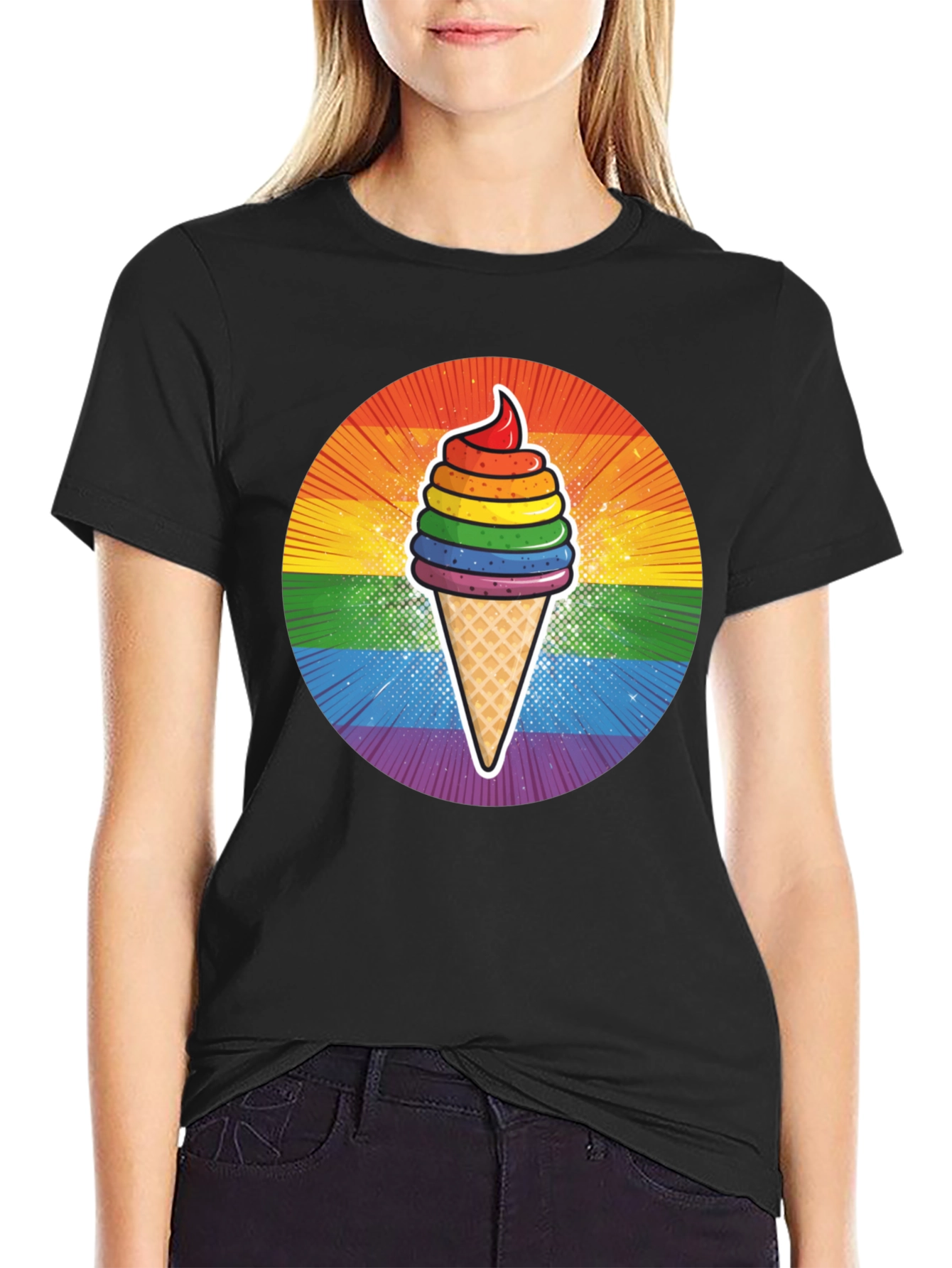 Rainbow Ice Cream Graphic T-Shirt