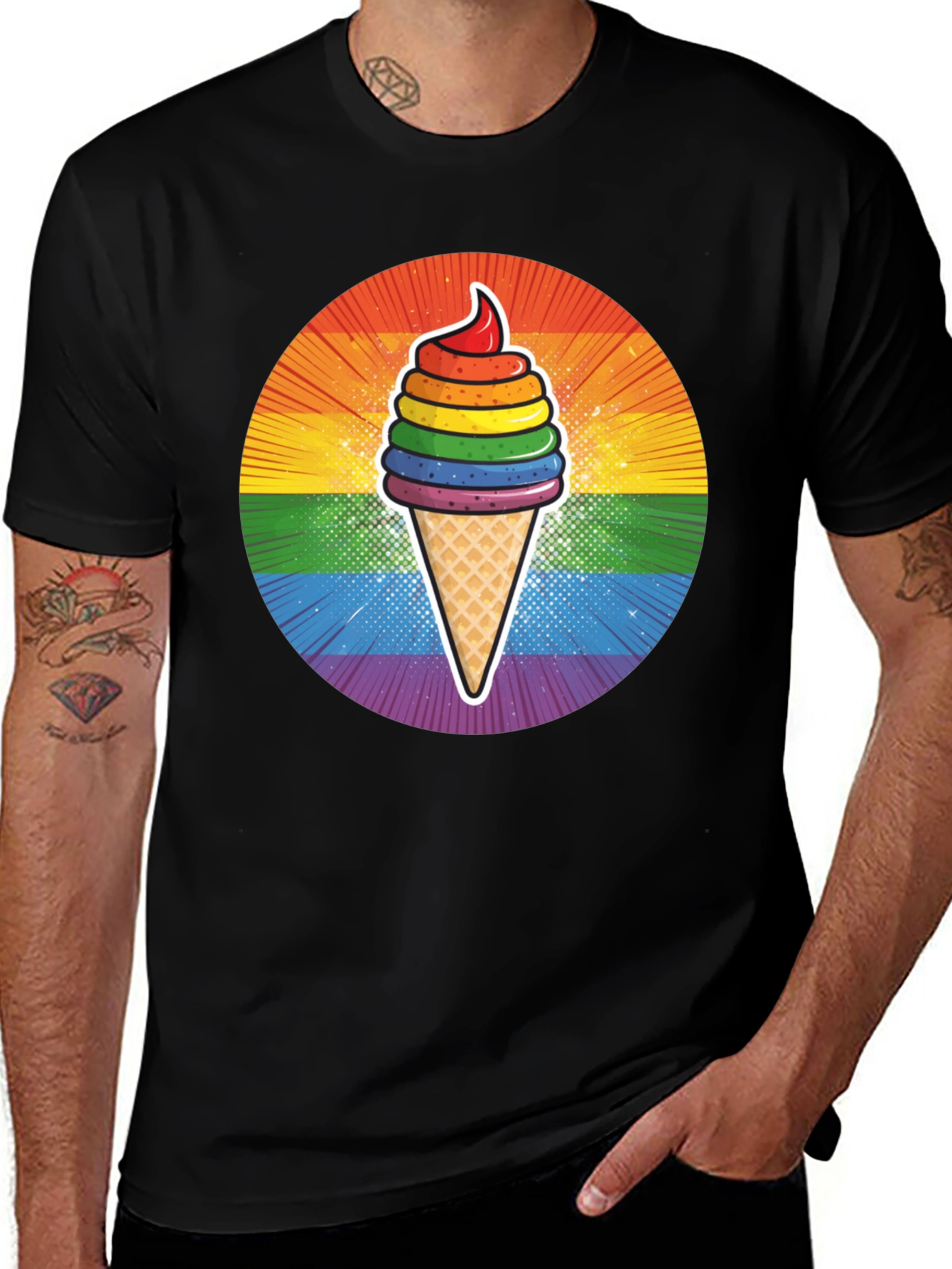 Rainbow Ice Cream Graphic T-Shirt