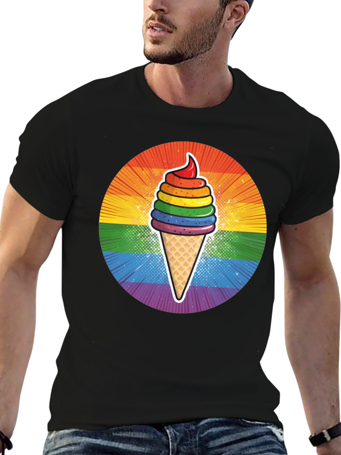 Rainbow Ice Cream Graphic T-Shirt