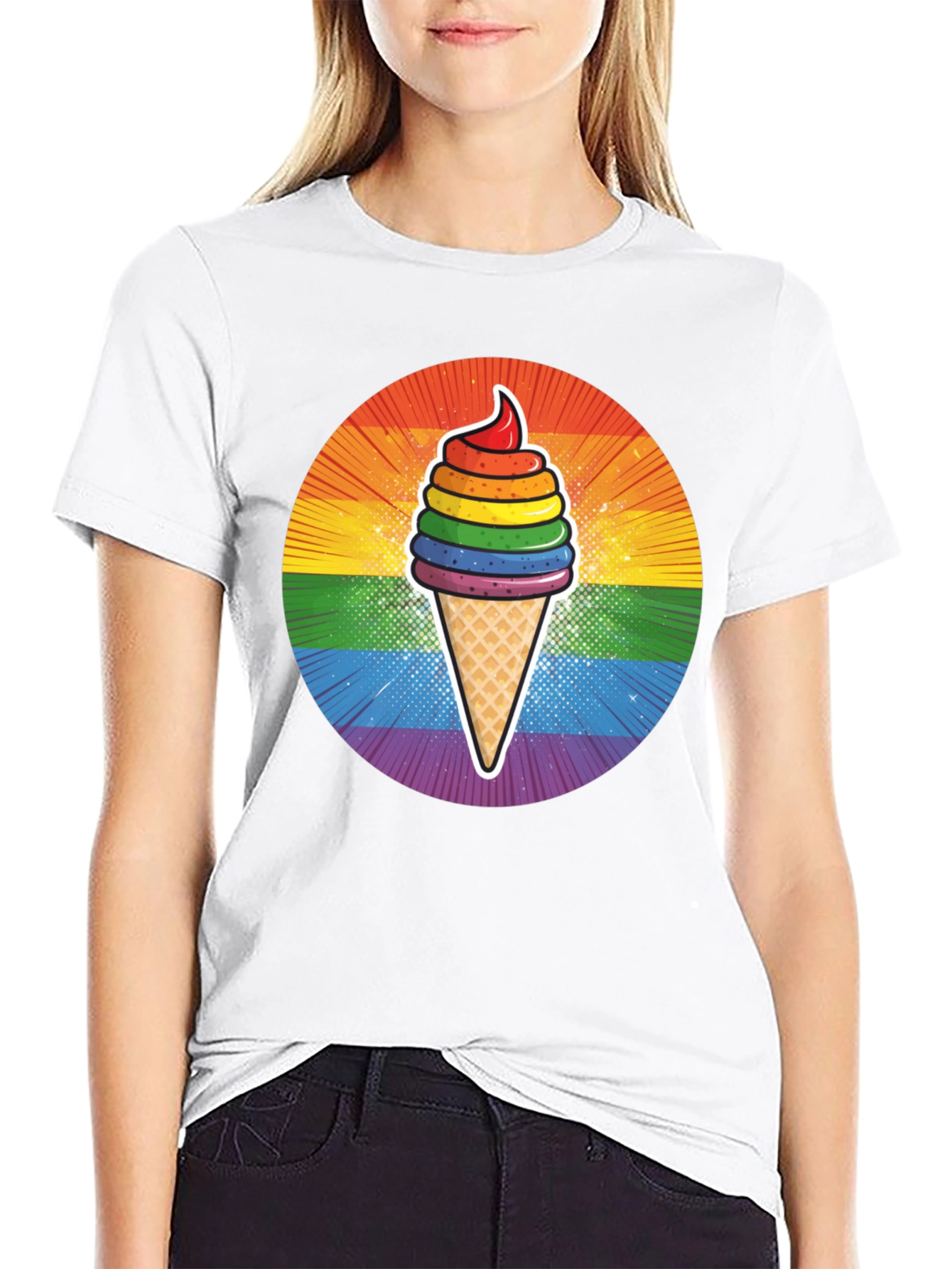 Rainbow Ice Cream Graphic T-Shirt