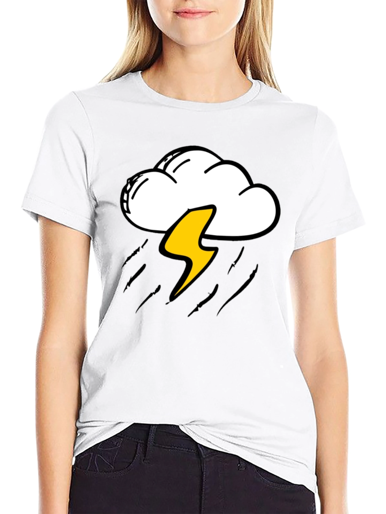 Storm Cloud & Lightning Bolt Graphic T-Shirt