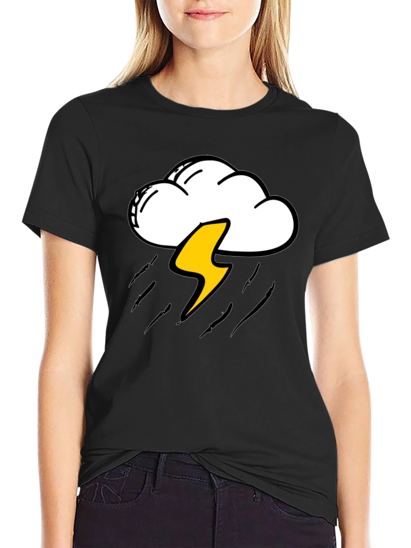 Storm Cloud & Lightning Bolt Graphic T-Shirt