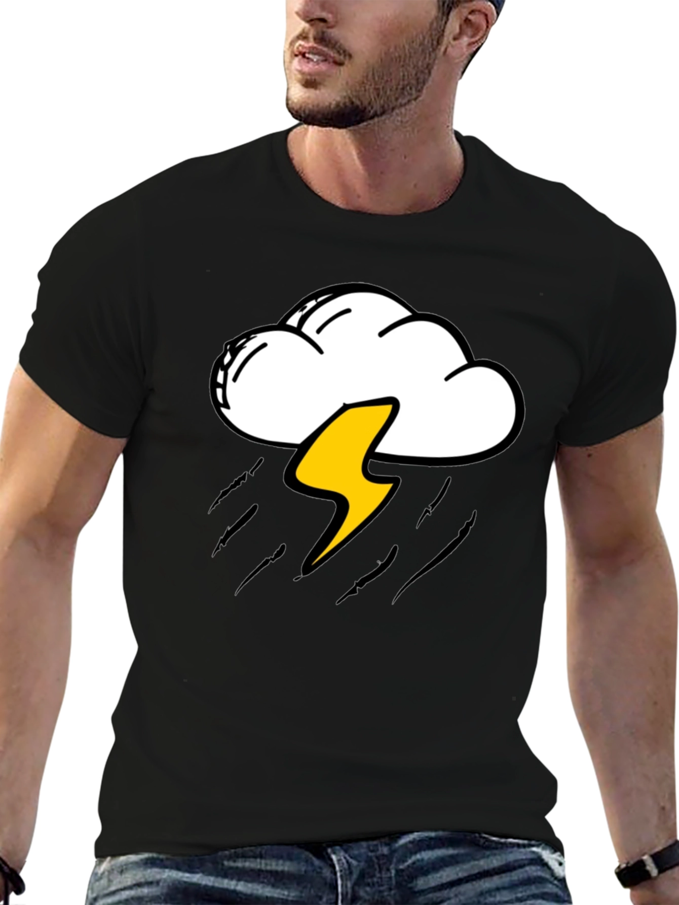 Storm Cloud & Lightning Bolt Graphic T-Shirt