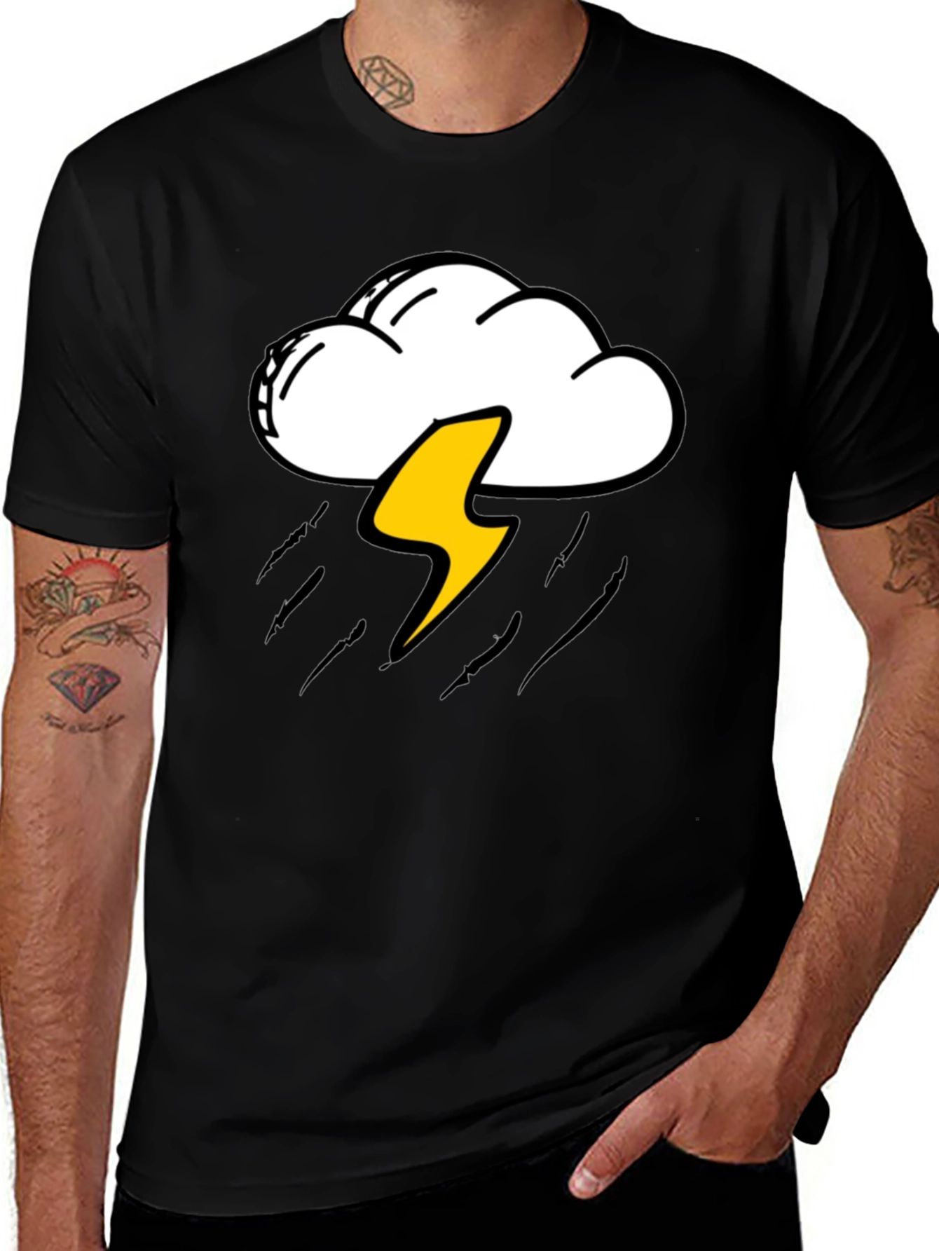 Storm Cloud & Lightning Bolt Graphic T-Shirt