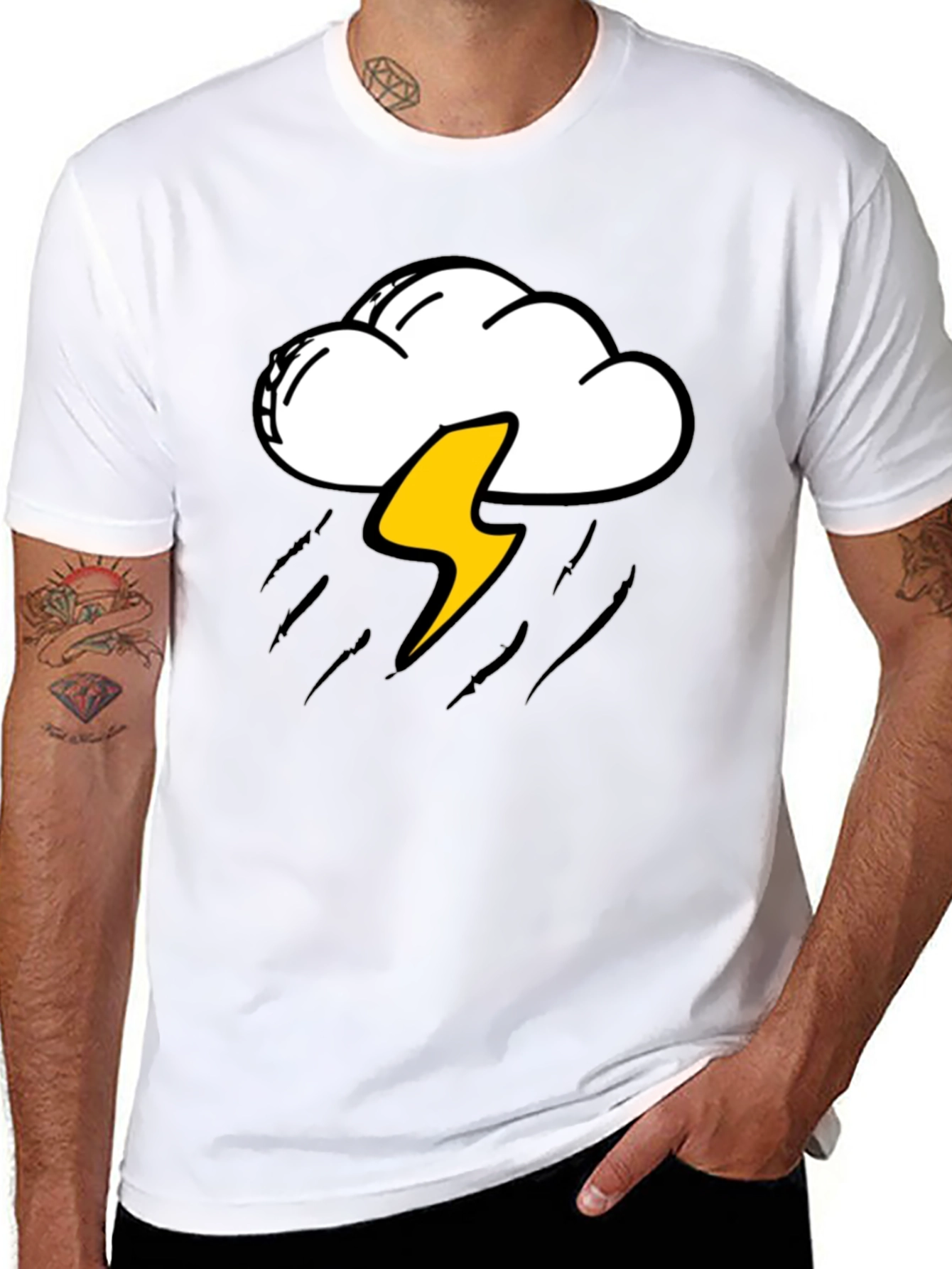 Storm Cloud & Lightning Bolt Graphic T-Shirt