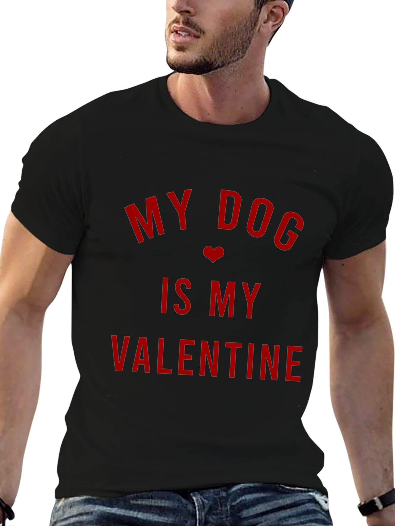 My Dog Is My Valentine - Mens Black T-Shirt