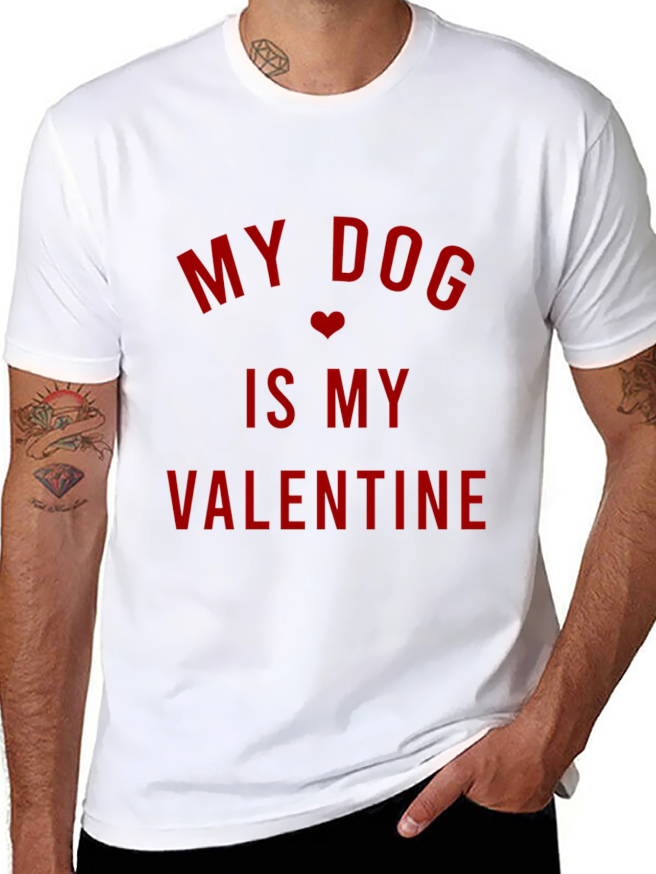 My Dog Is My Valentine - Mens Black T-Shirt