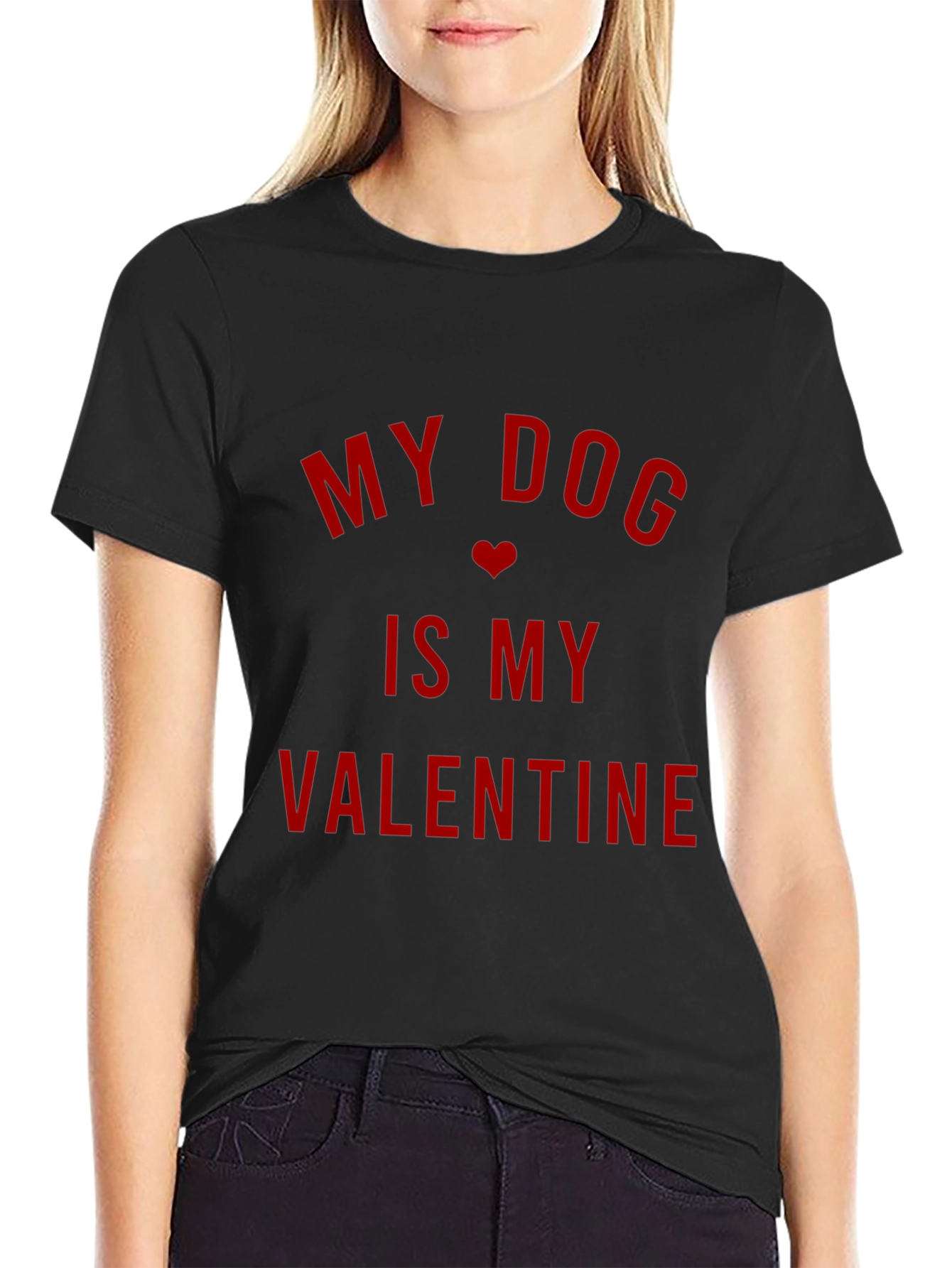My Dog Is My Valentine - Mens Black T-Shirt