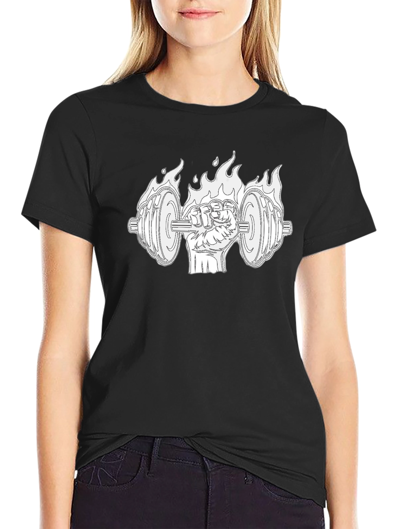 Fiery Fist Weightlifting Black T-Shirt