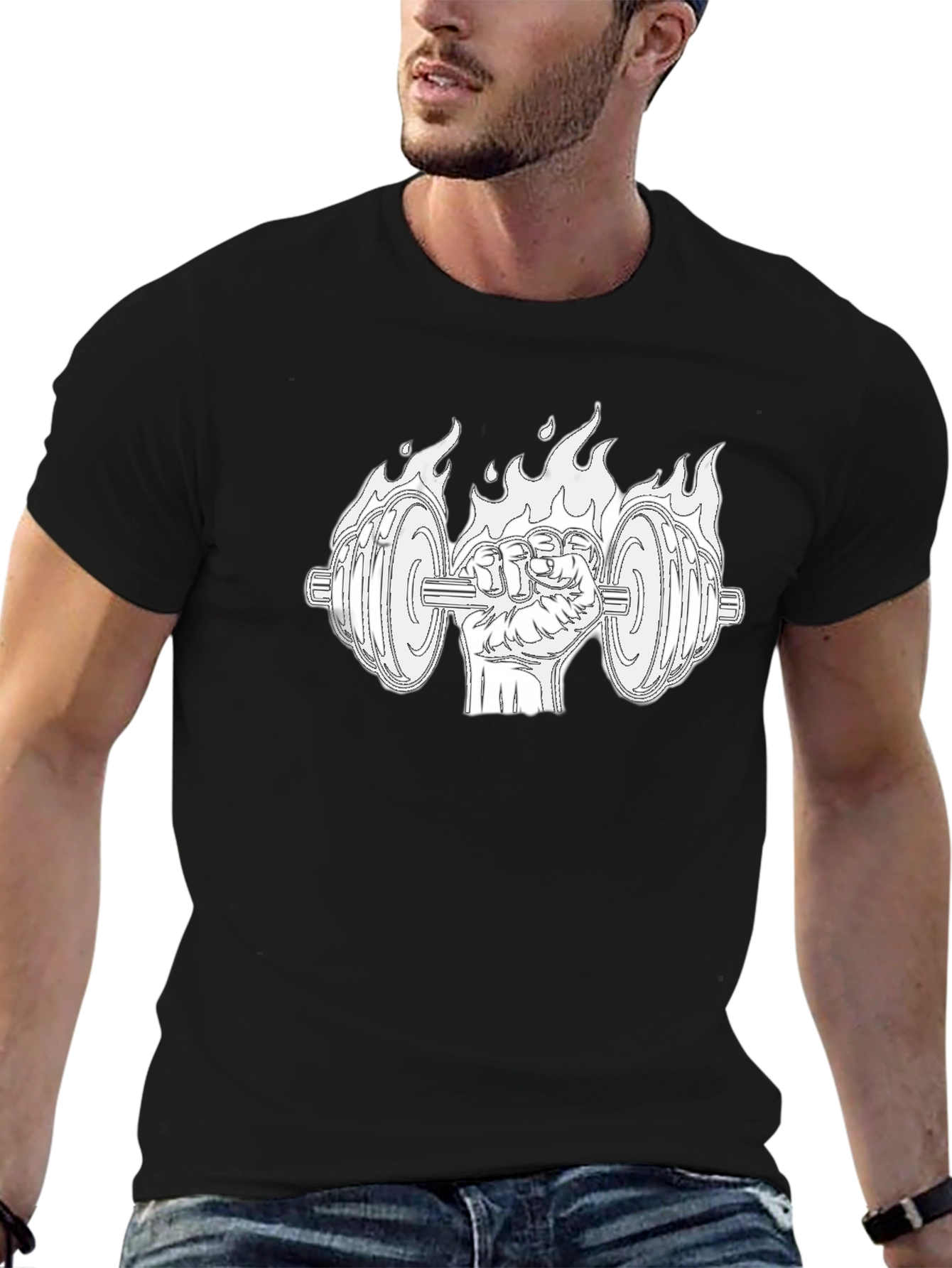 Fiery Fist Weightlifting Black T-Shirt