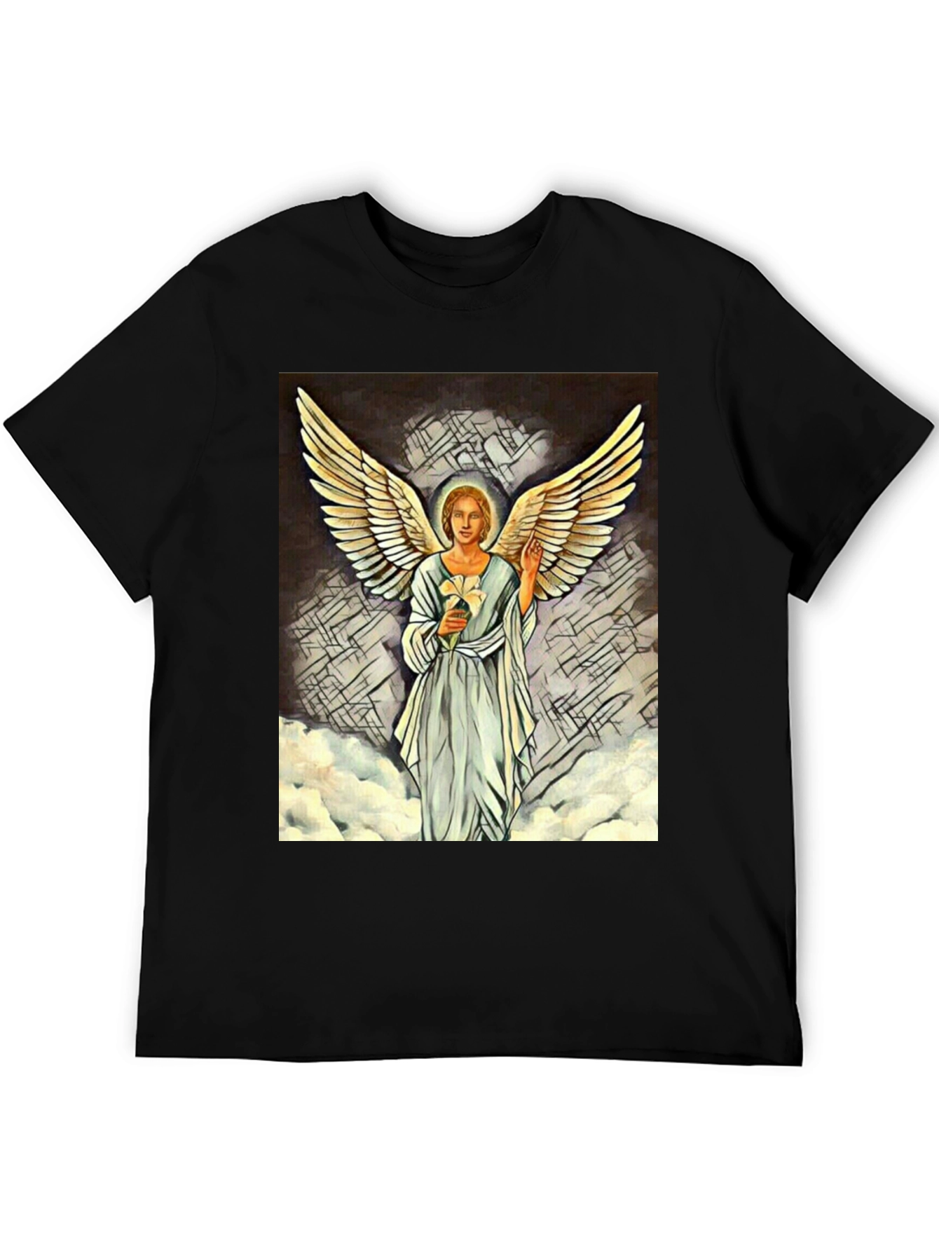 Angel Wings Graphic Print Black T-Shirt