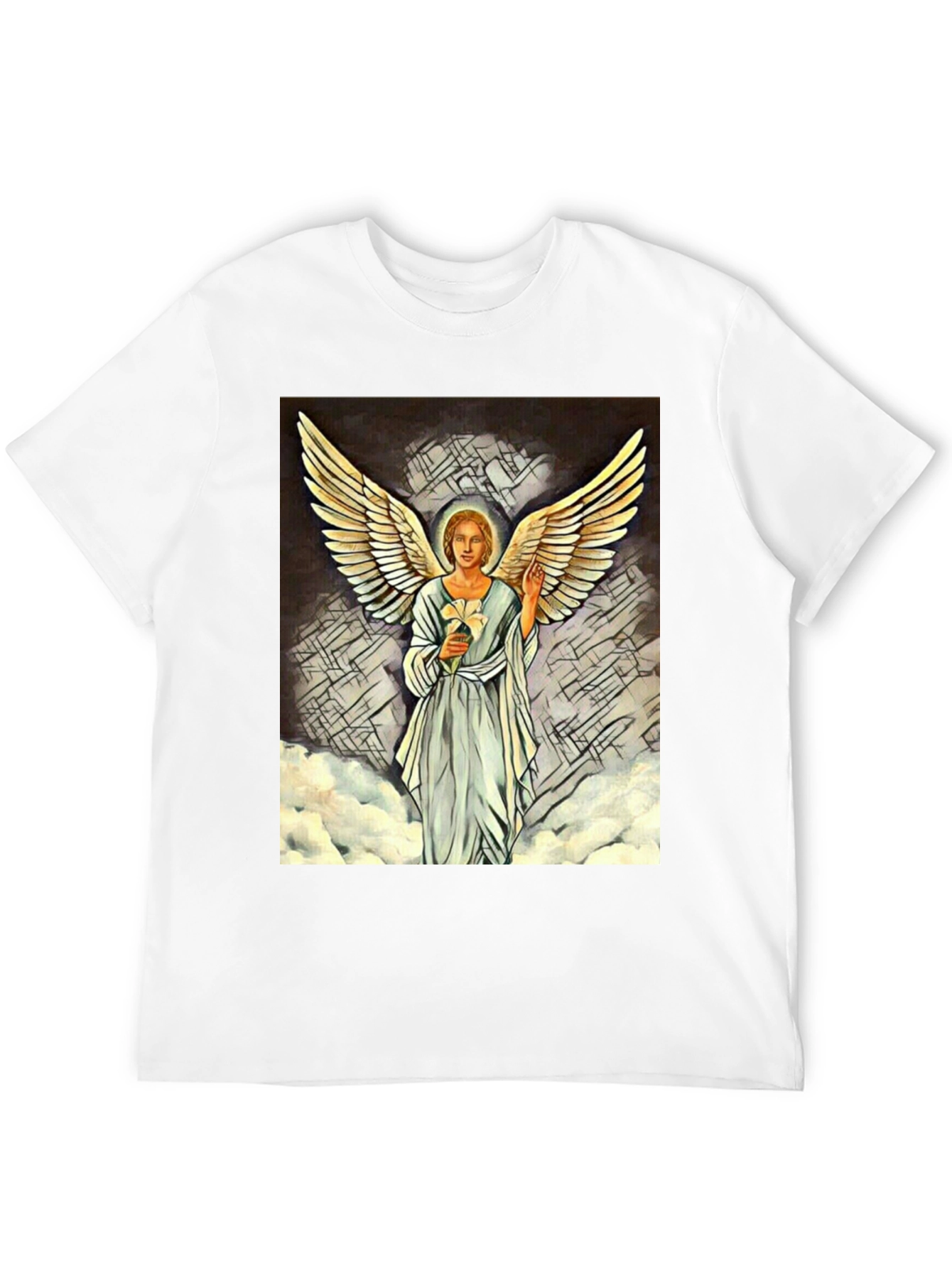 Angel Wings Graphic Print Black T-Shirt