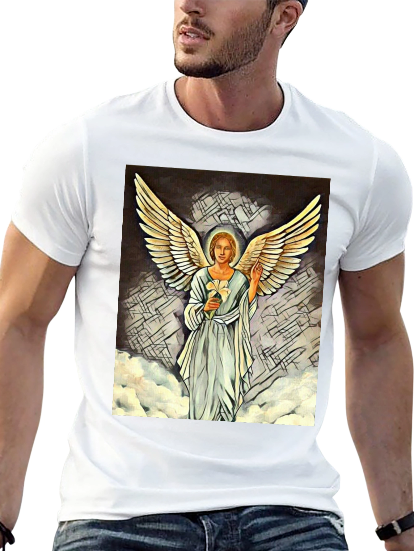 Angel Wings Graphic Print Black T-Shirt