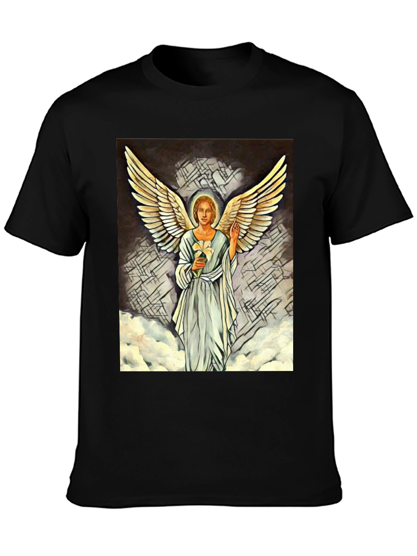 Angel Wings Graphic Print Black T-Shirt