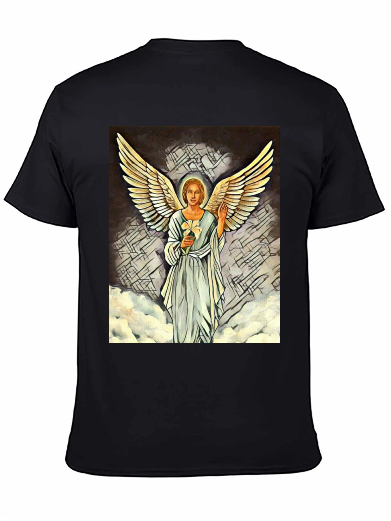 Angel Wings Graphic Print Black T-Shirt