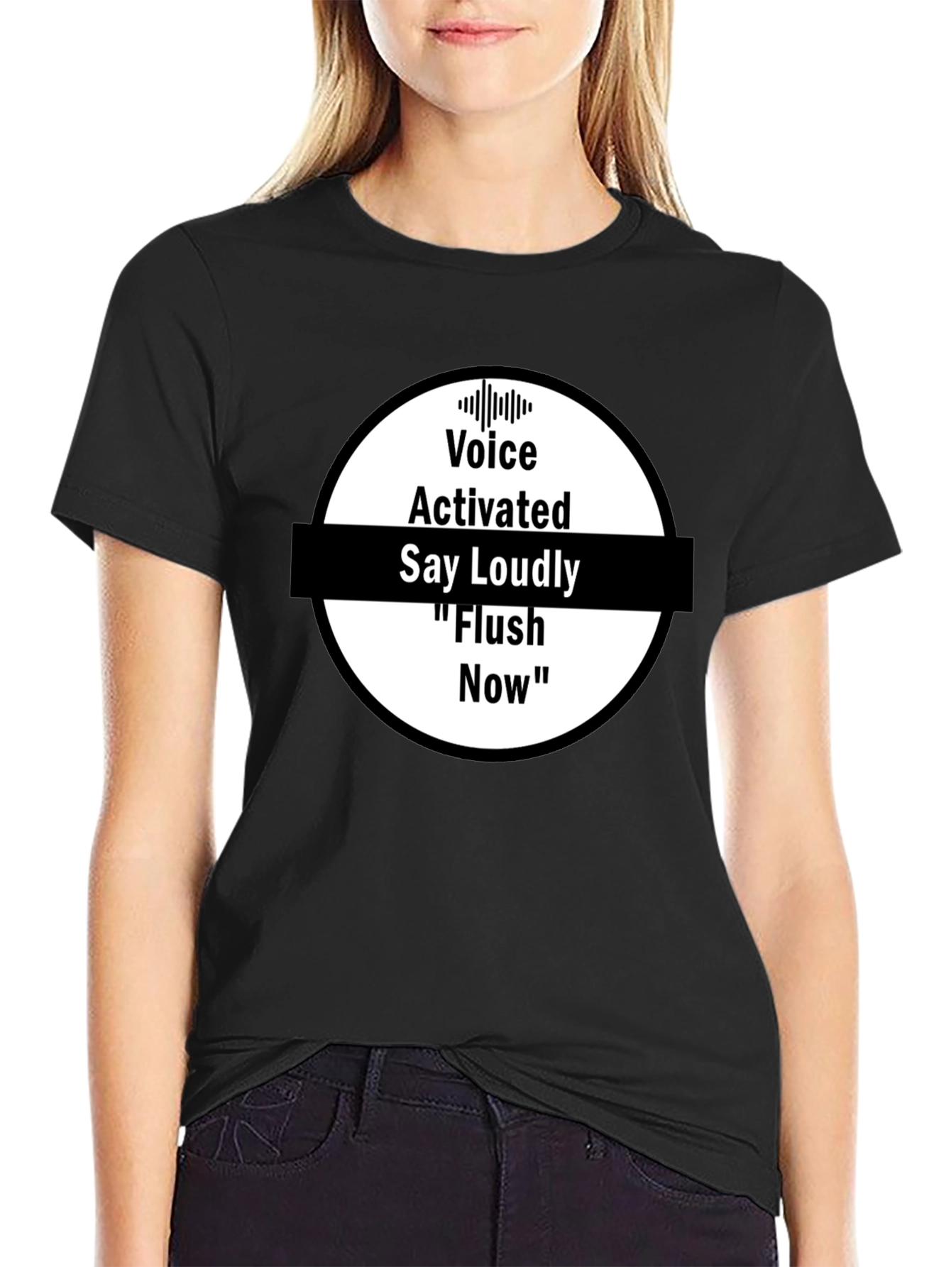 Voice Activated Flush Now Black T-Shirt