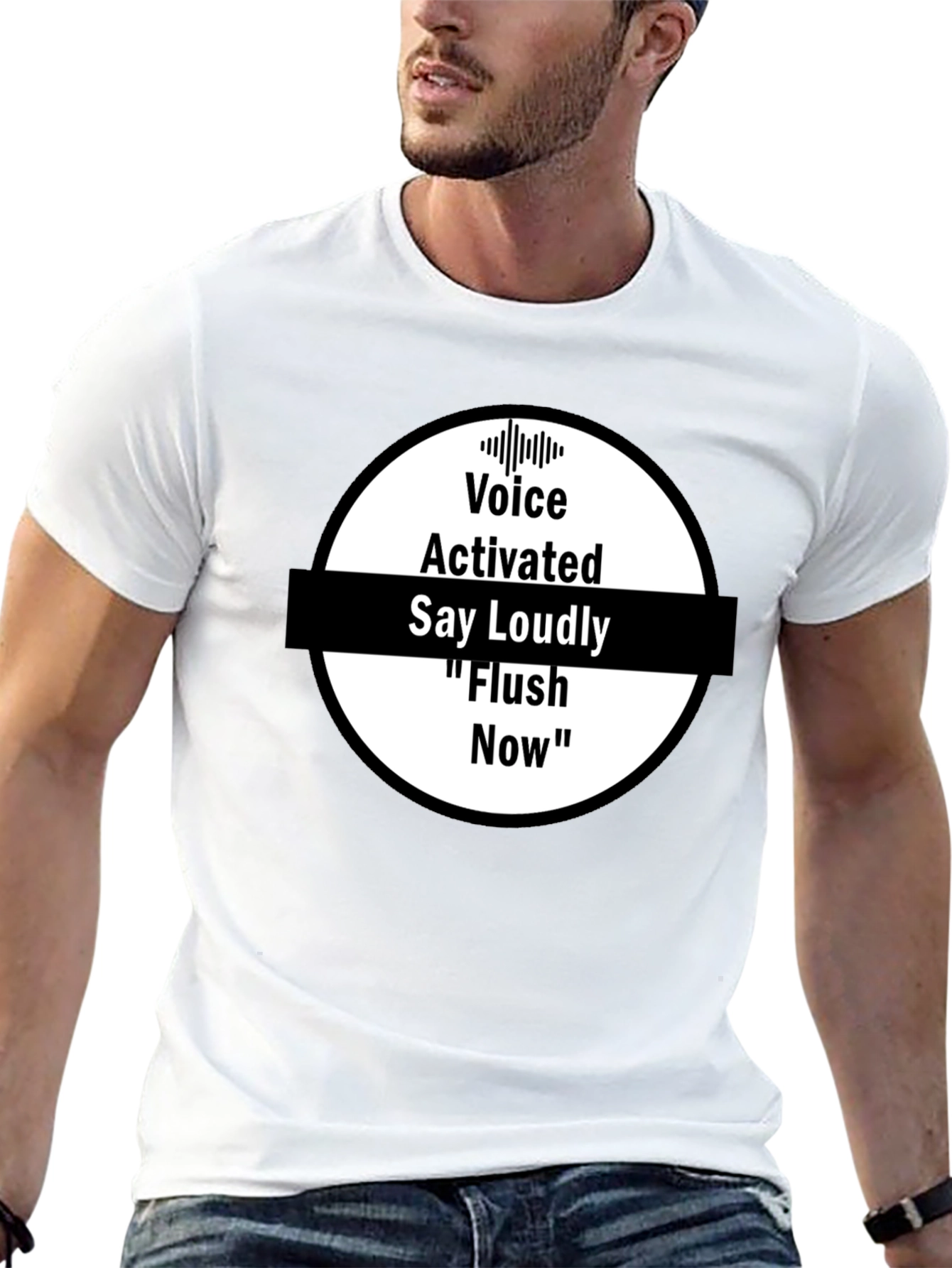 Voice Activated Flush Now Black T-Shirt