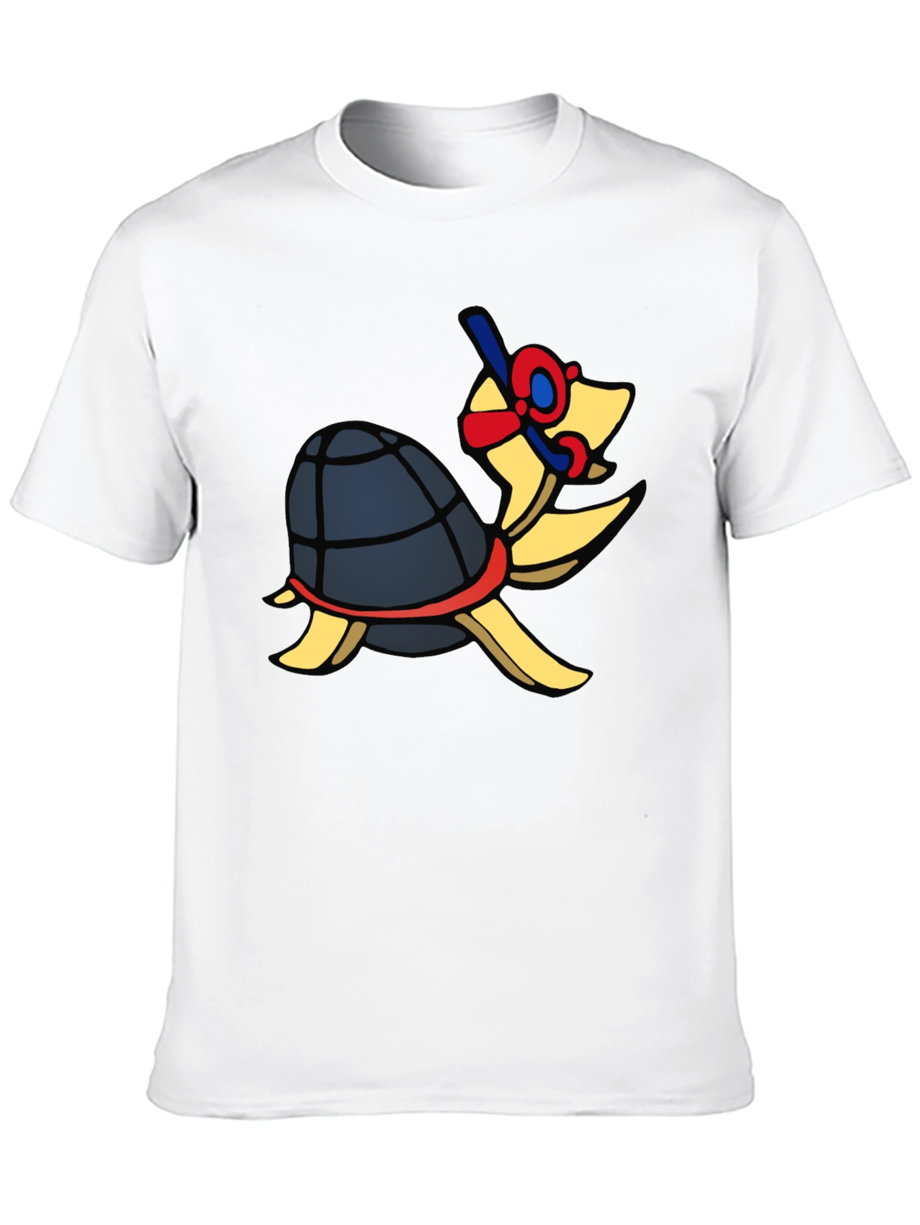 Snorkeling Turtle Graphic Tee - Black Cotton T-Shirt