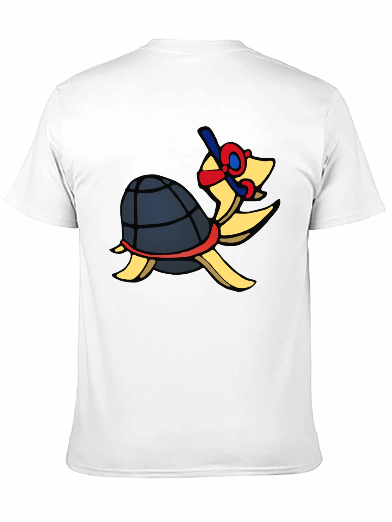 Snorkeling Turtle Graphic Tee - Black Cotton T-Shirt