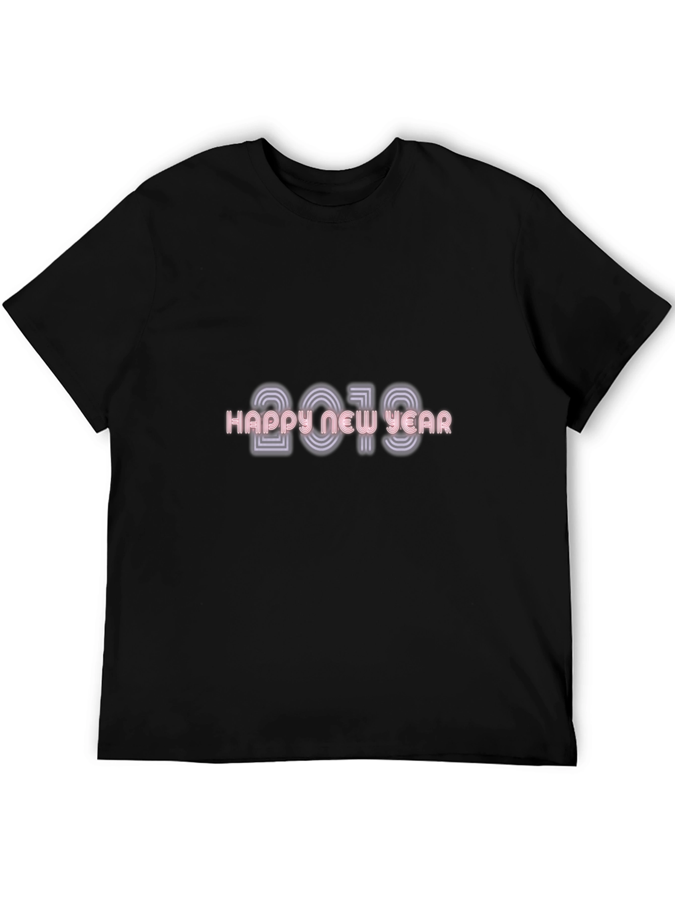 Happy New Year 2019 T-Shirt Black Casual