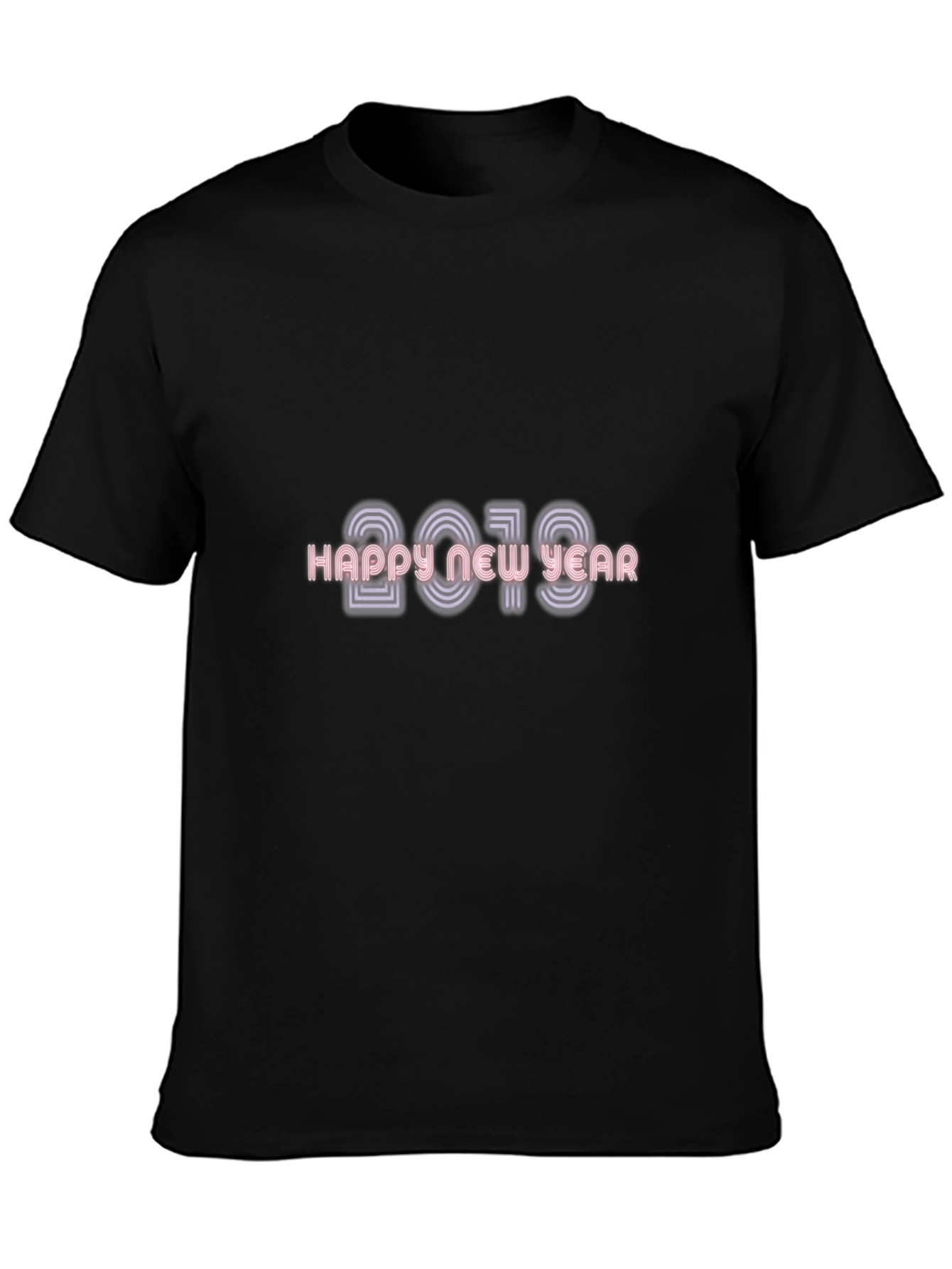 Happy New Year 2019 T-Shirt Black Casual