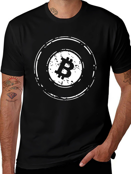 Bitcoin Distressed Logo Black T-Shirt