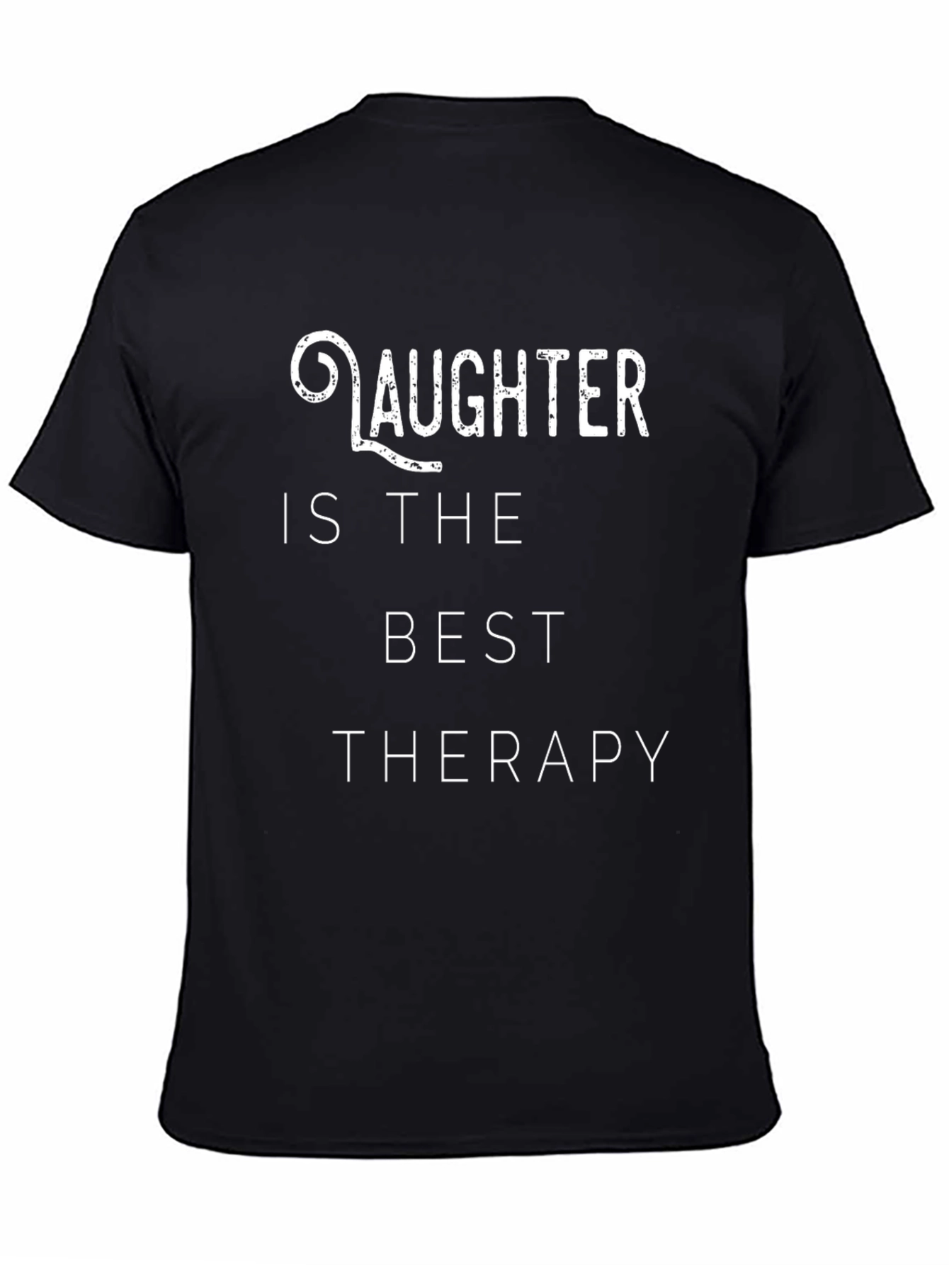 Laughter is the Best Therapy Black Graphic T-Shirt