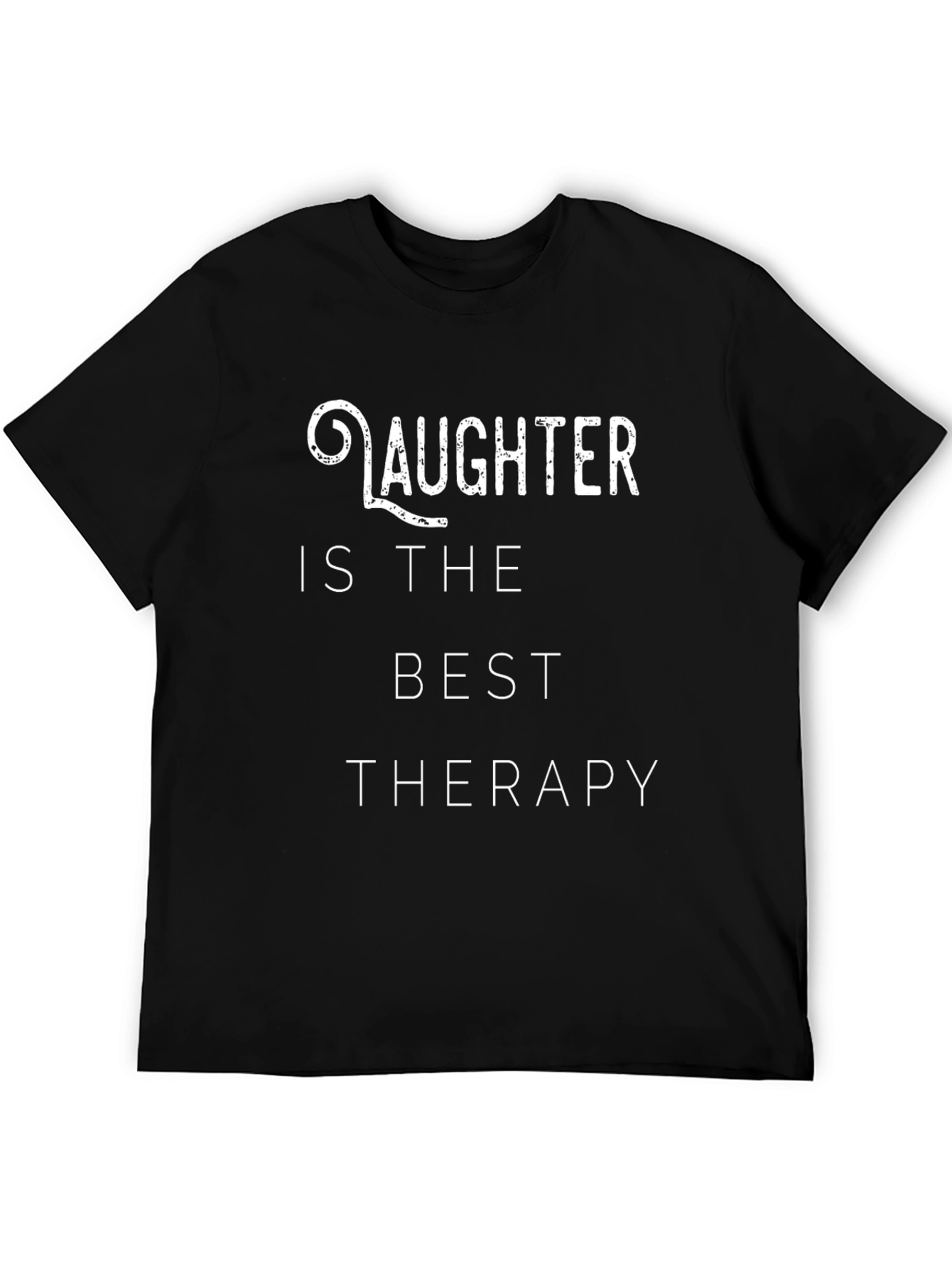 Laughter is the Best Therapy Black Graphic T-Shirt