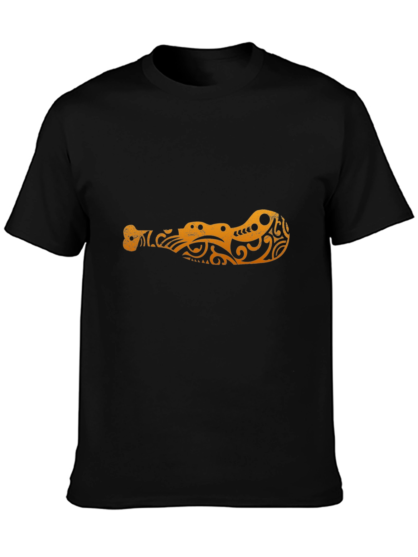 Tribal Alligator Graphic Black T-Shirt