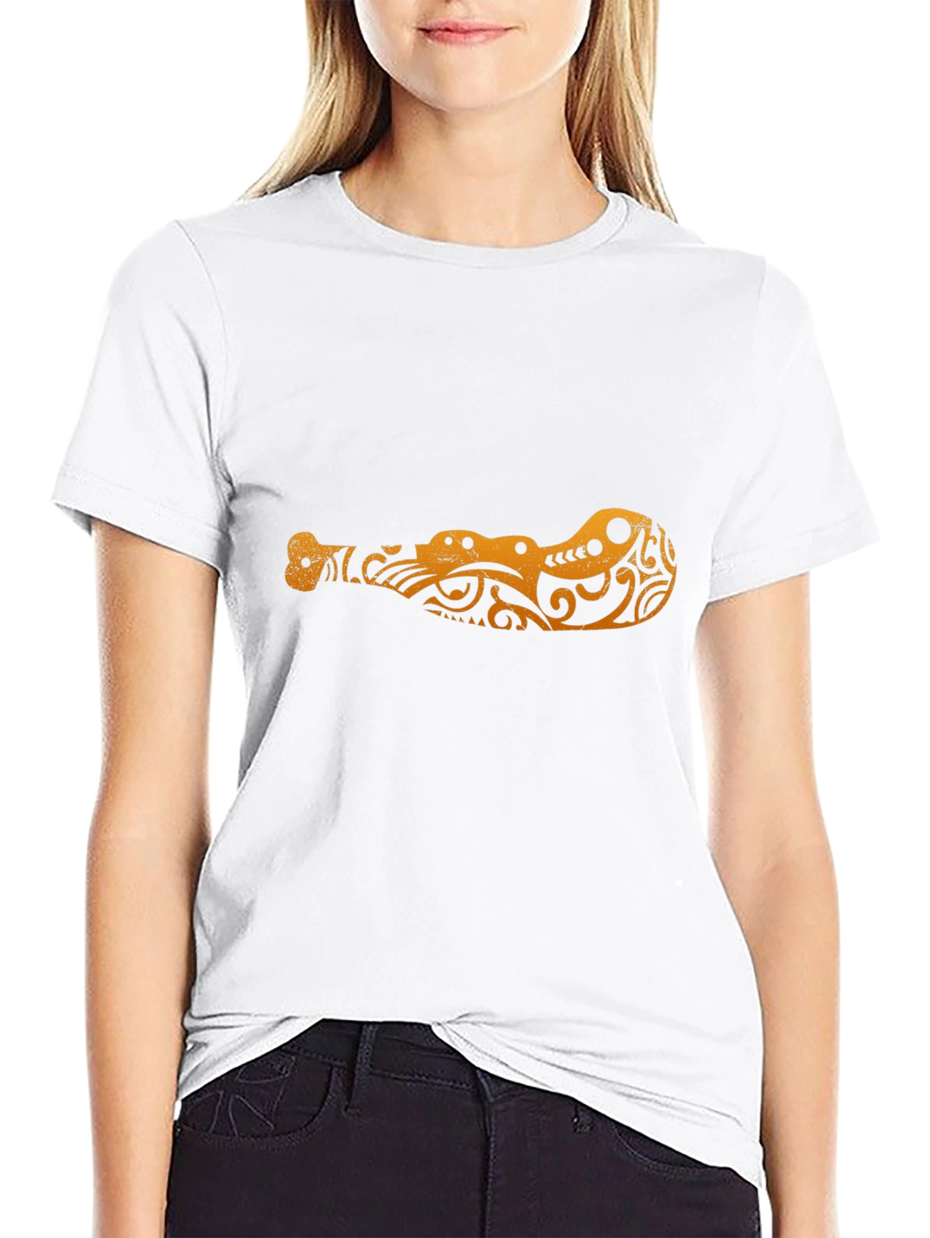 Tribal Alligator Graphic Black T-Shirt