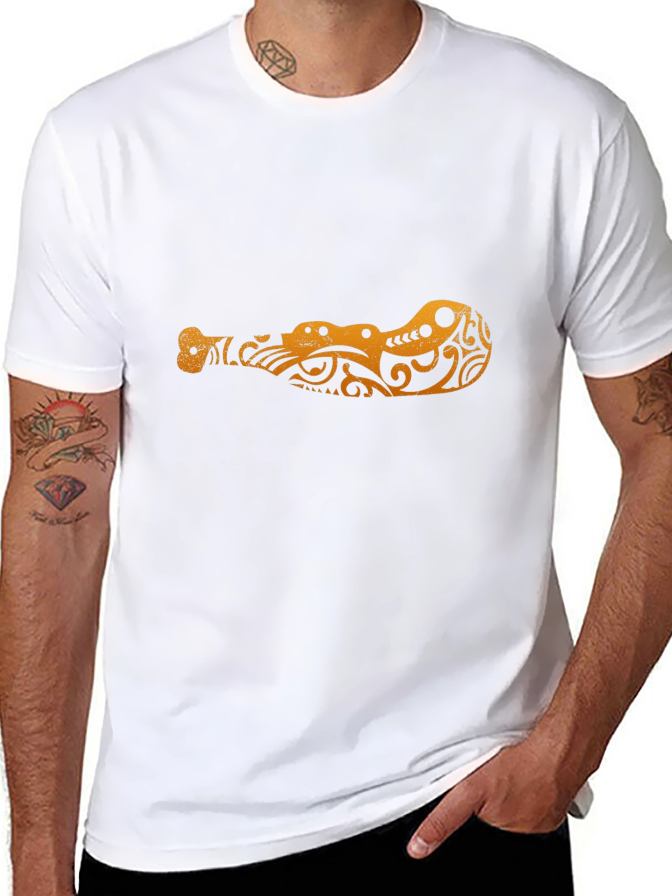 Tribal Alligator Graphic Black T-Shirt