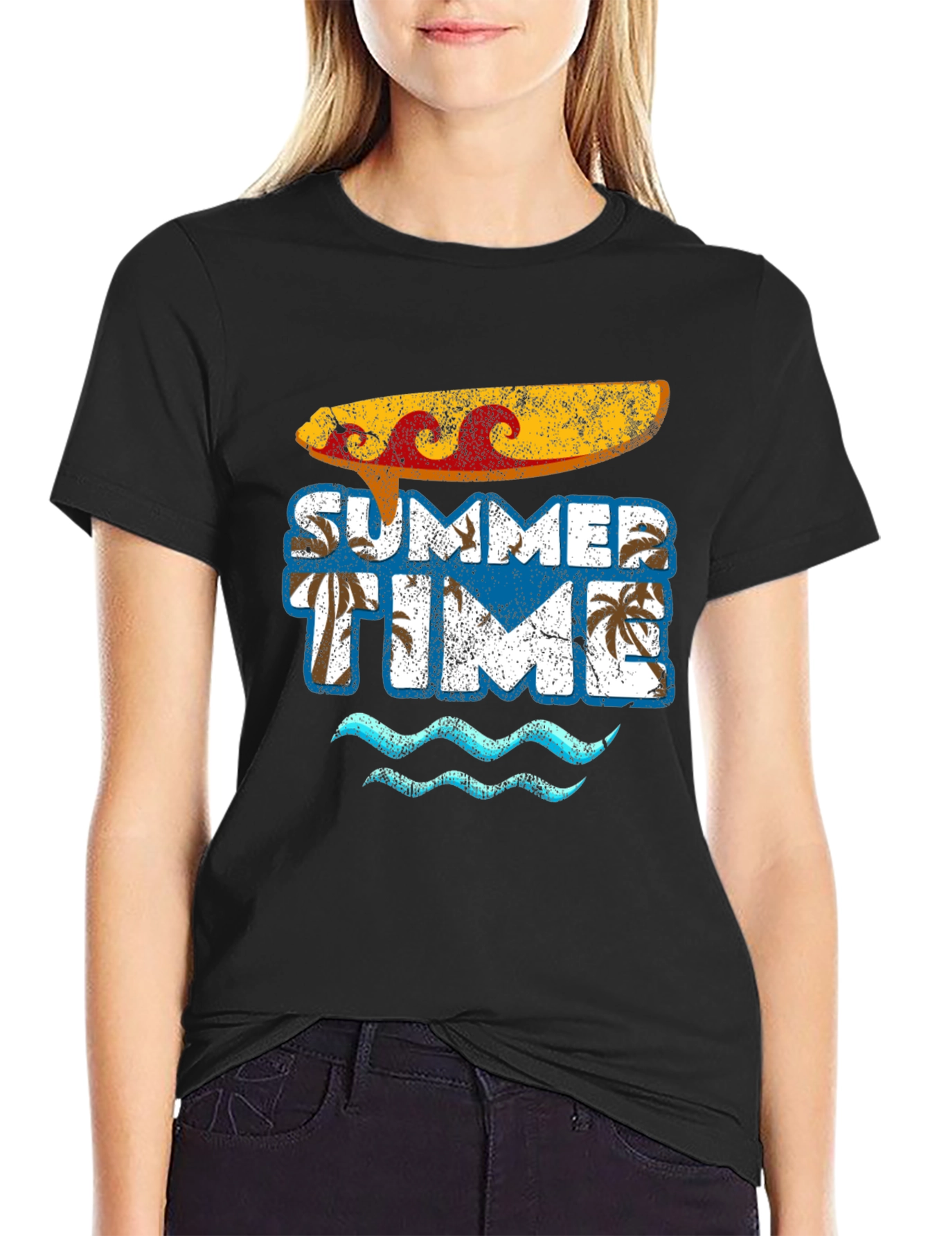 Summer Time Surfboard Graphic Tee - Casual Beach Vibes