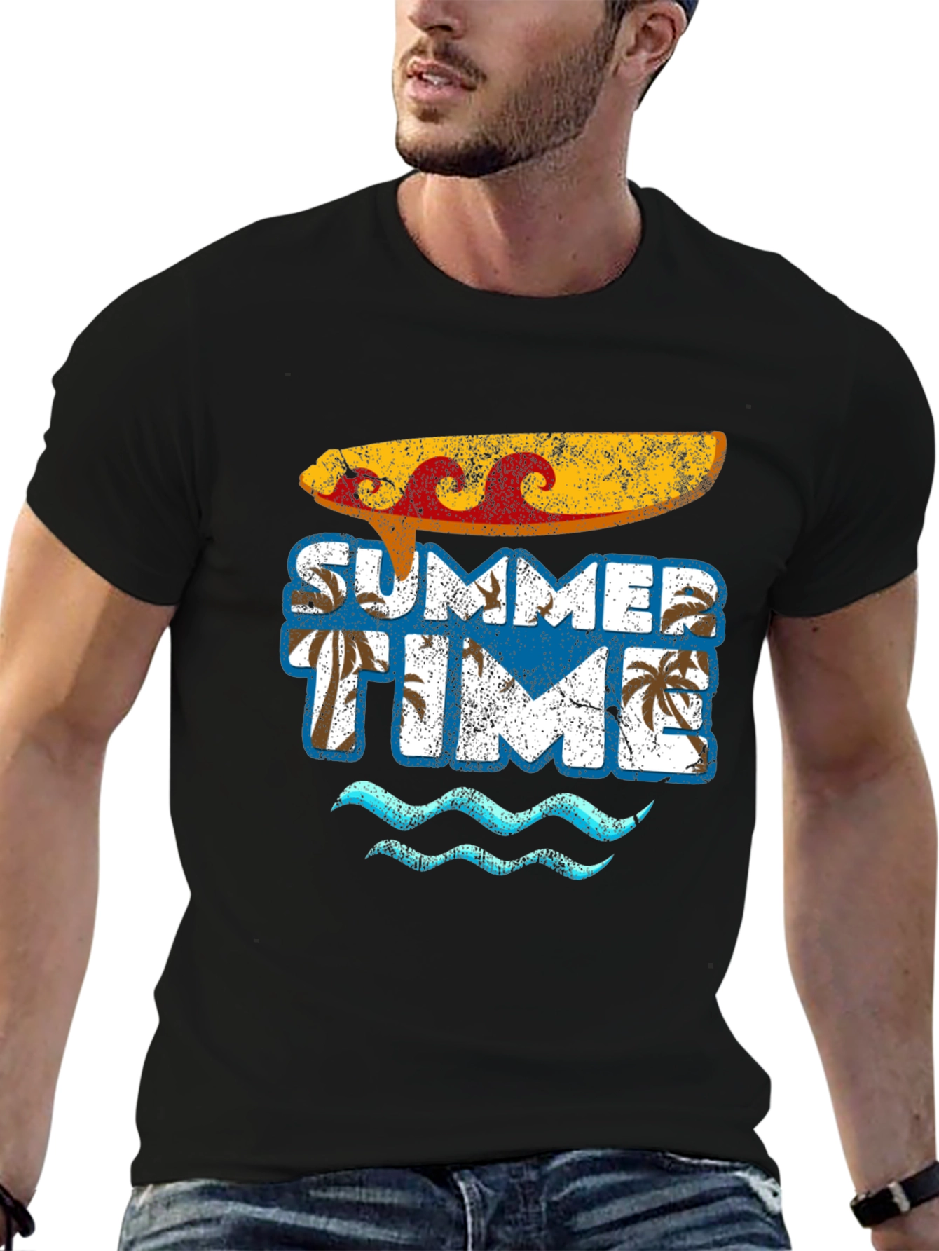 Summer Time Surfboard Graphic Tee - Casual Beach Vibes