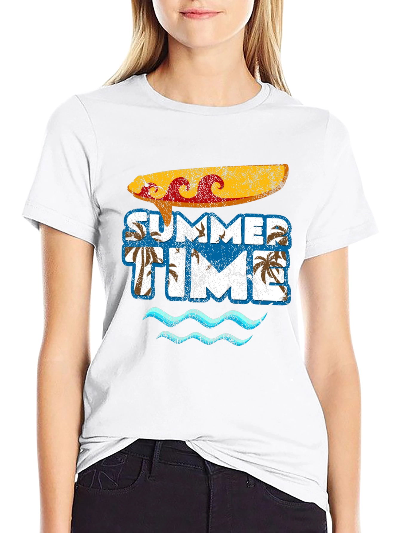 Summer Time Surfboard Graphic Tee - Casual Beach Vibes