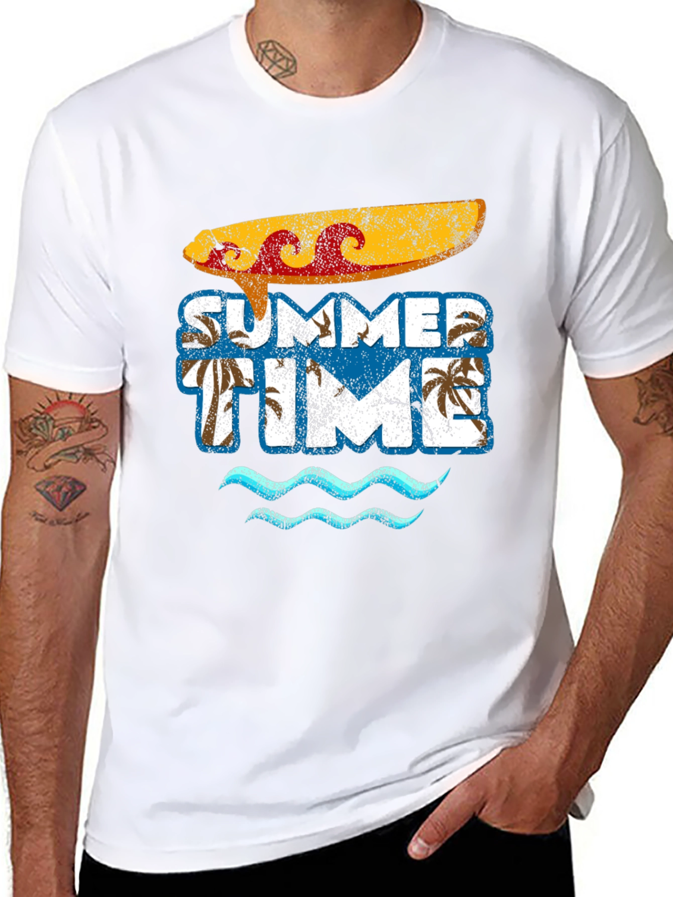 Summer Time Surfboard Graphic Tee - Casual Beach Vibes