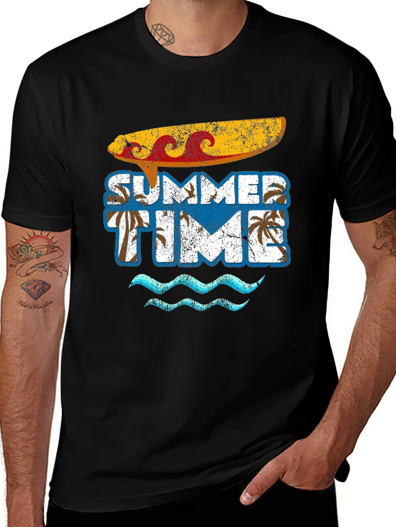 Summer Time Surfboard Graphic Tee - Casual Beach Vibes