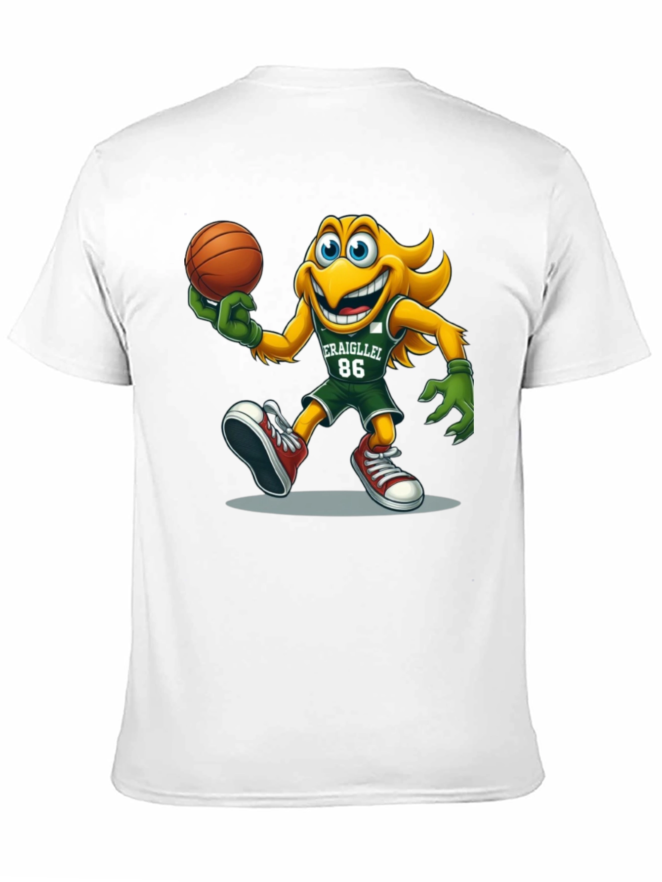 Cartoon Mascot Basketball Graphic T-Shirt