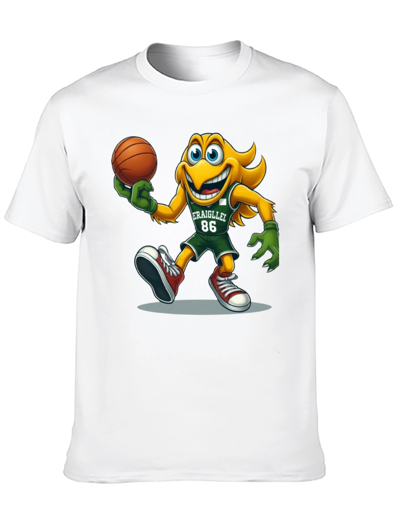 Cartoon Mascot Basketball Graphic T-Shirt